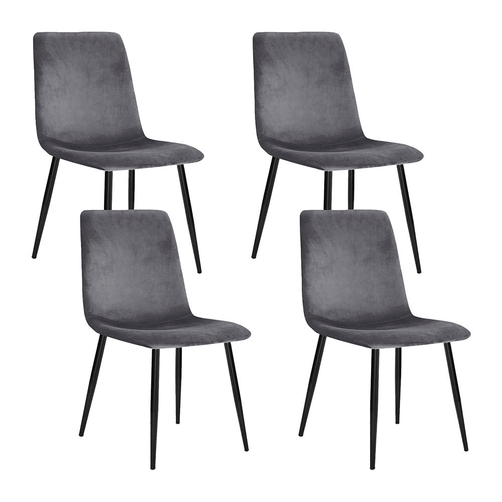 Artiss Dining Chairs Set of 4 Velvet Horizontal Slope Grey Bedworld