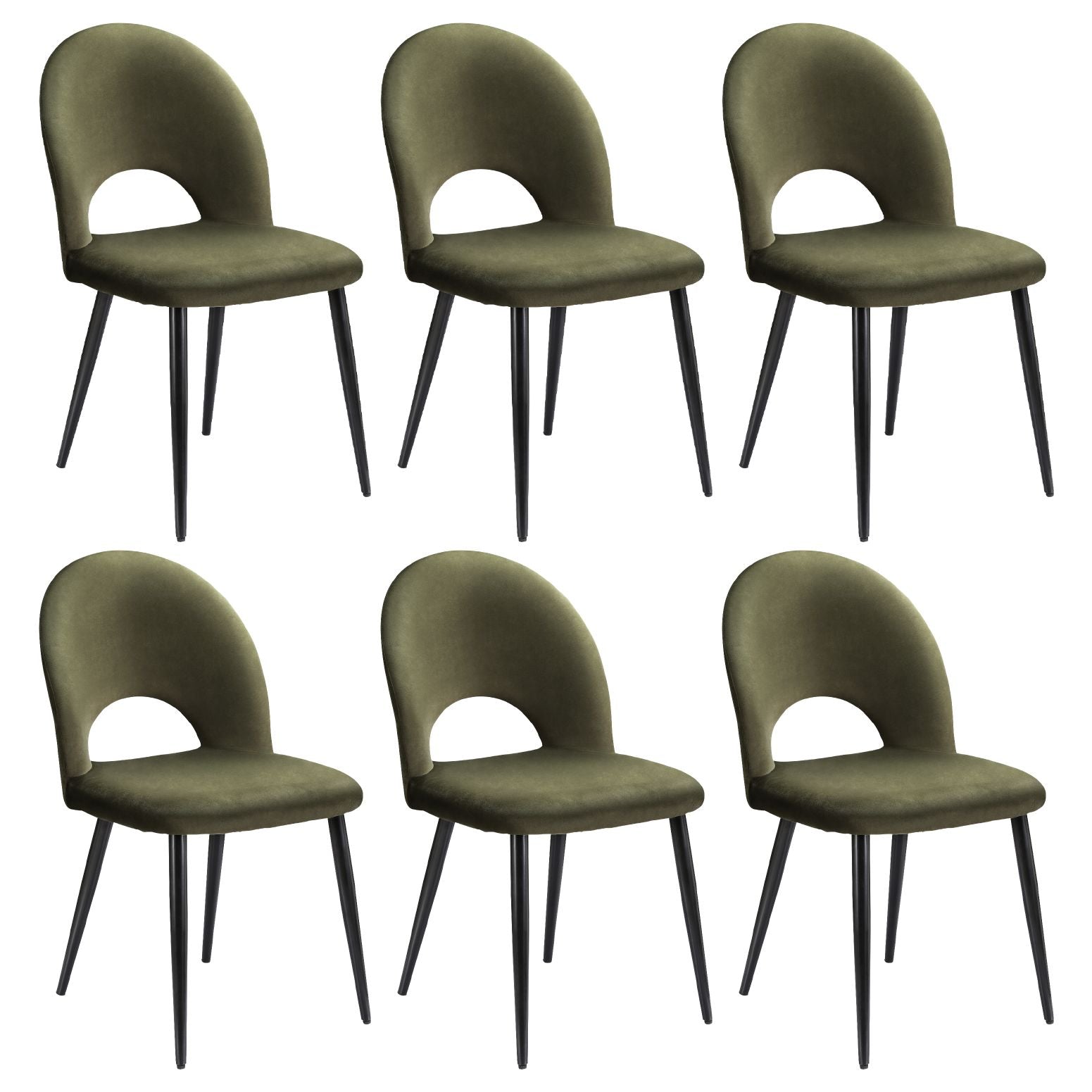 Artiss Dining Chairs Set of 6 Velvet Hollow Green Bedworld