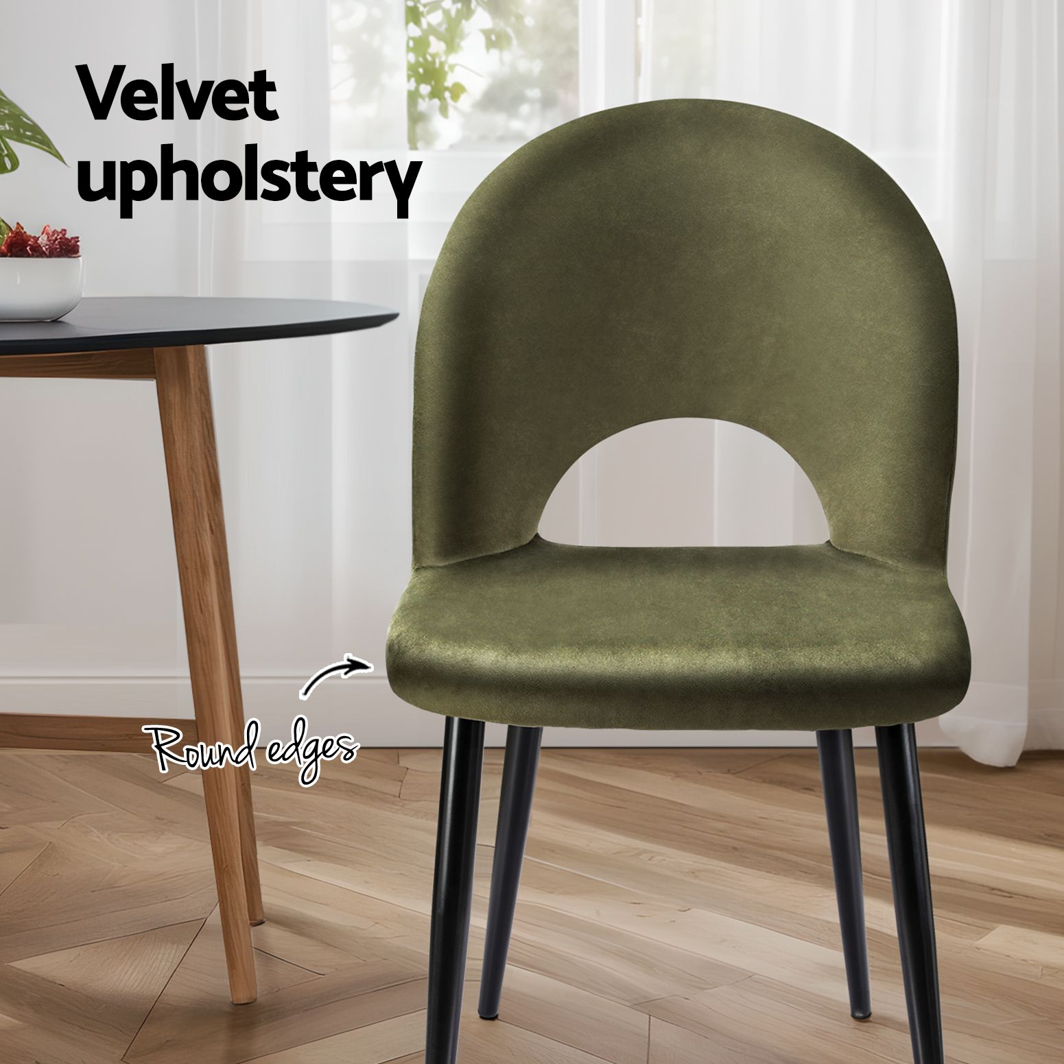 Artiss Dining Chairs Set of 6 Velvet Hollow Green Bedworld