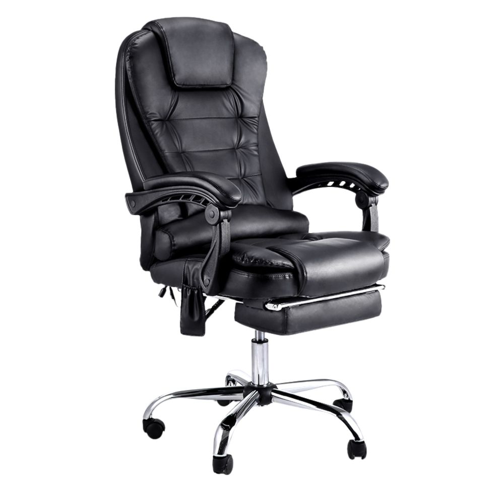Artiss 8 Point Massage Office Chair PU Leather Footrest Black Bedworld