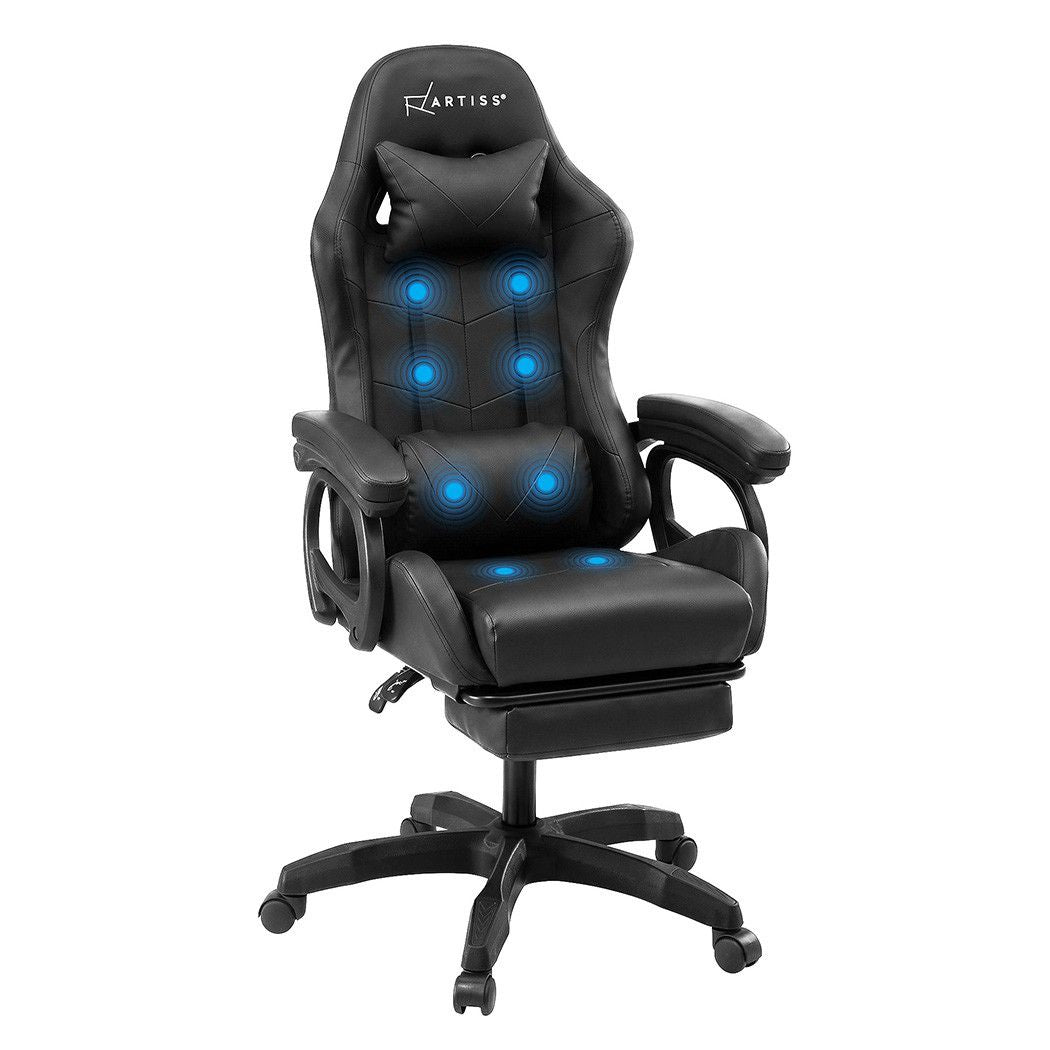 Artiss Gaming Office Chair with 8 Point Message Reline Ergonomic Black Bedworld