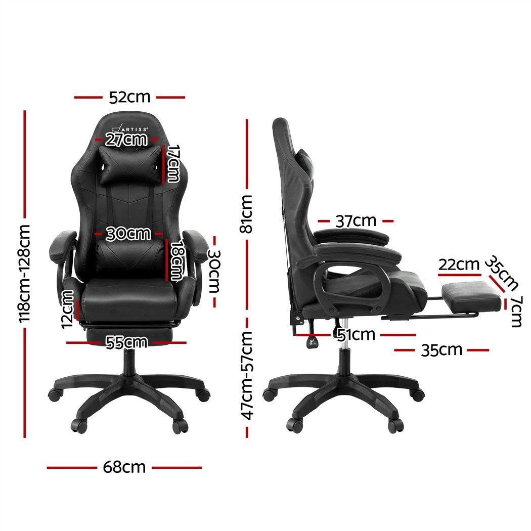 Artiss Gaming Office Chair with 8 Point Message Reline Ergonomic Black Bedworld