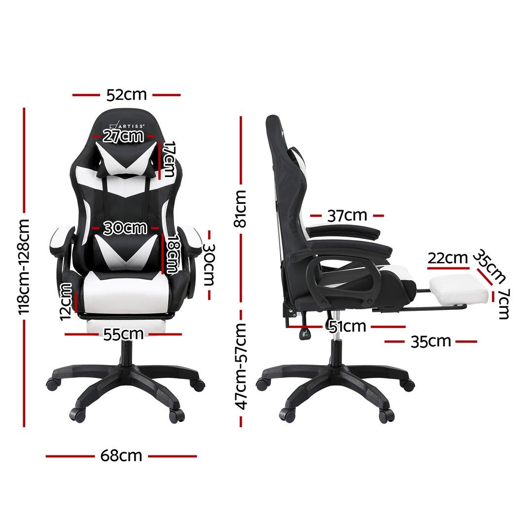 Artiss Gaming Office Chair with 8 Point Message Reline Ergonomic White Bedworld
