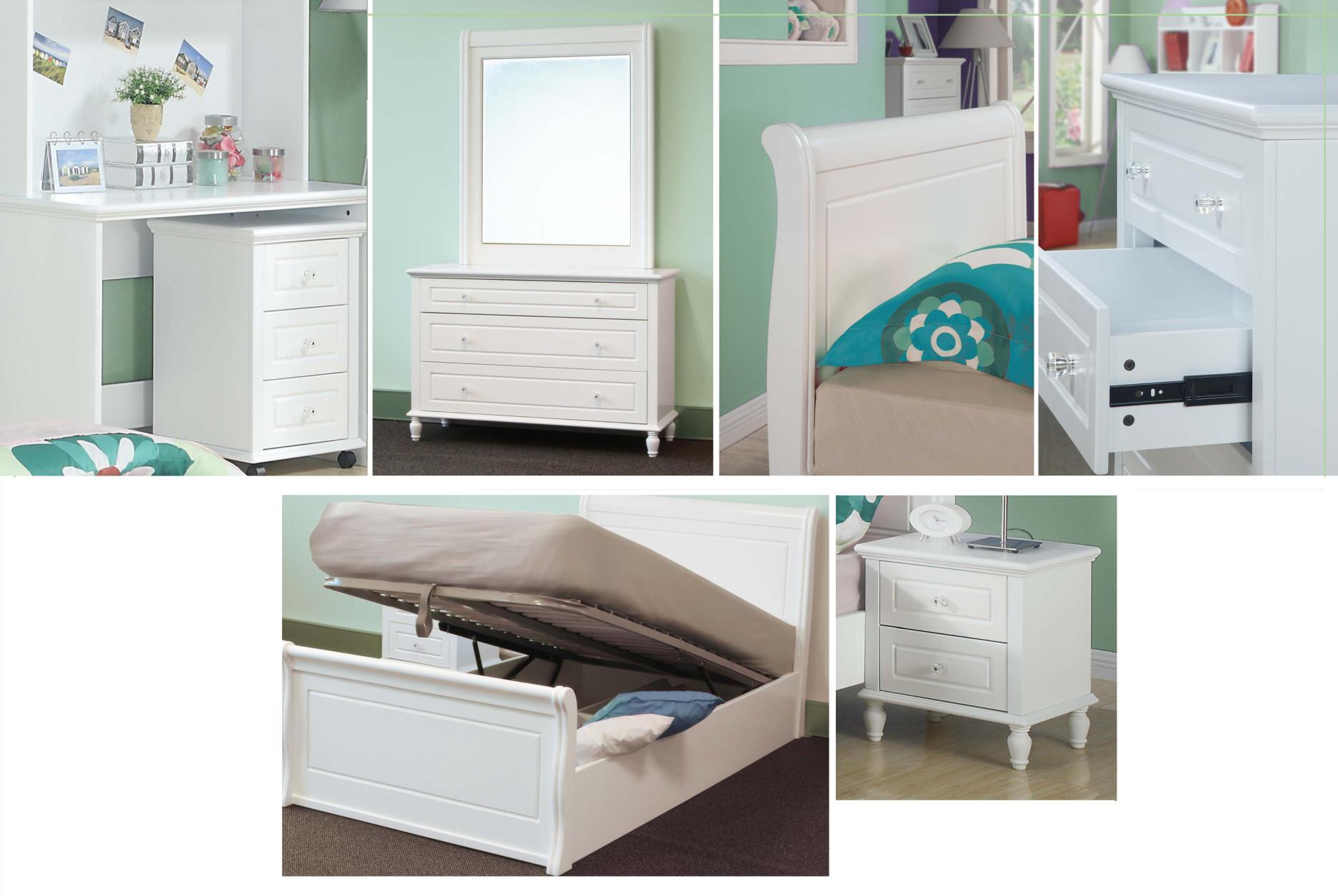 Josephine Timber Gloss White Bed Frame
