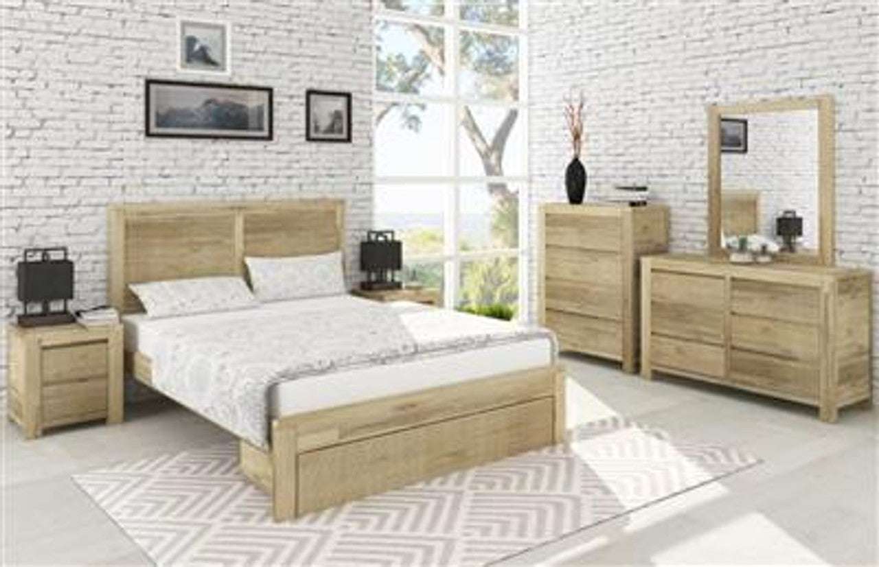 Mesana Acacia Timber Drawer Bed Frame