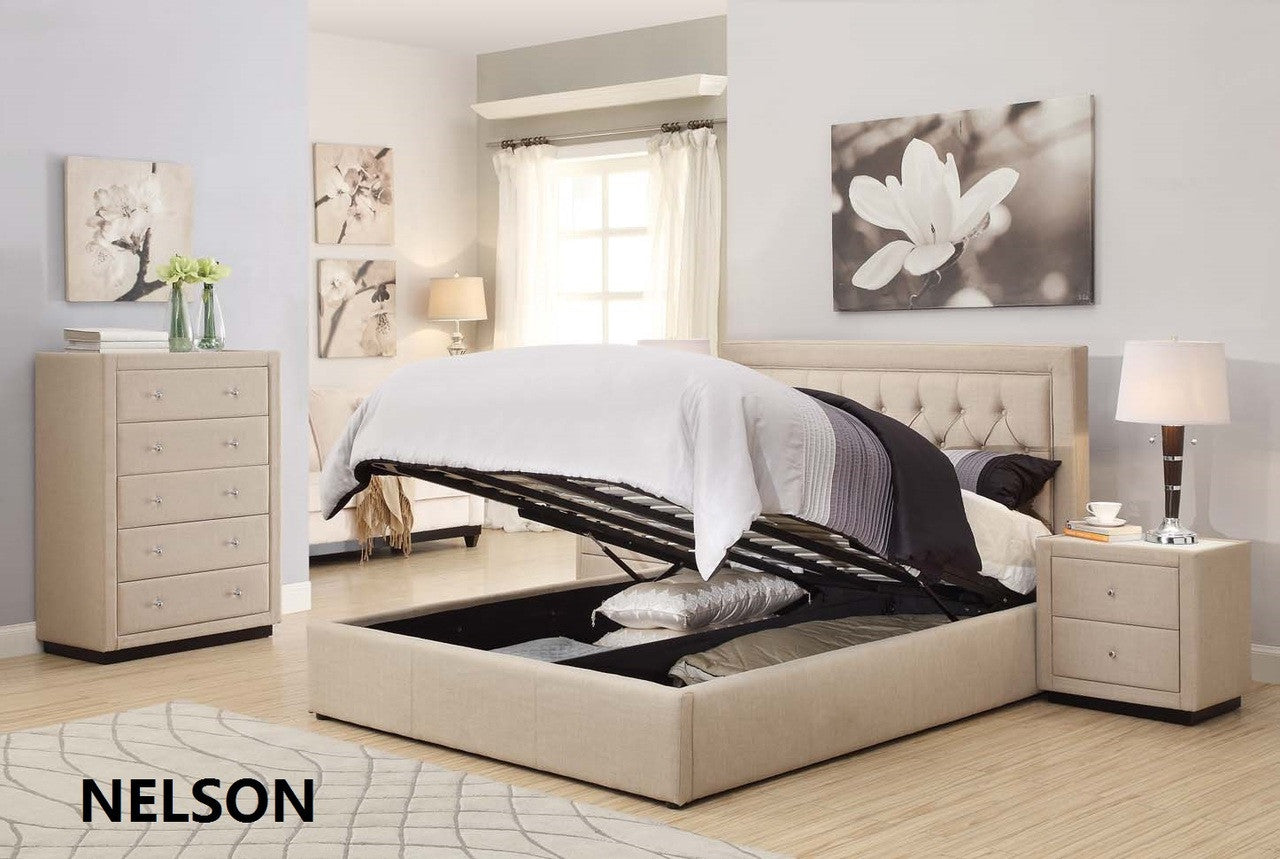 Nelson Gas Lift Upholstered Storage Bed Frame