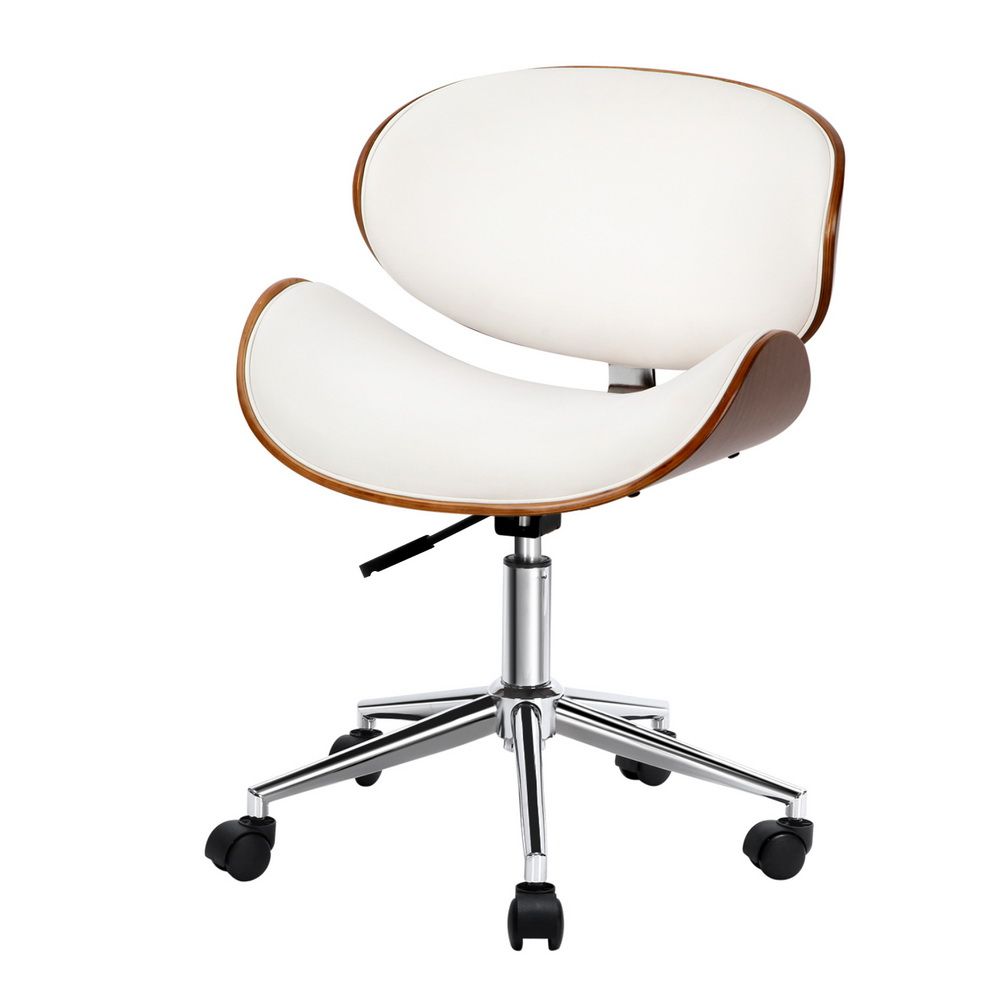 Artiss Wooden Office Chair Leather Seat White Bedworld
