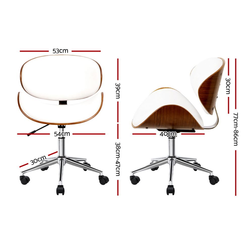 Artiss Wooden Office Chair Leather Seat White Bedworld