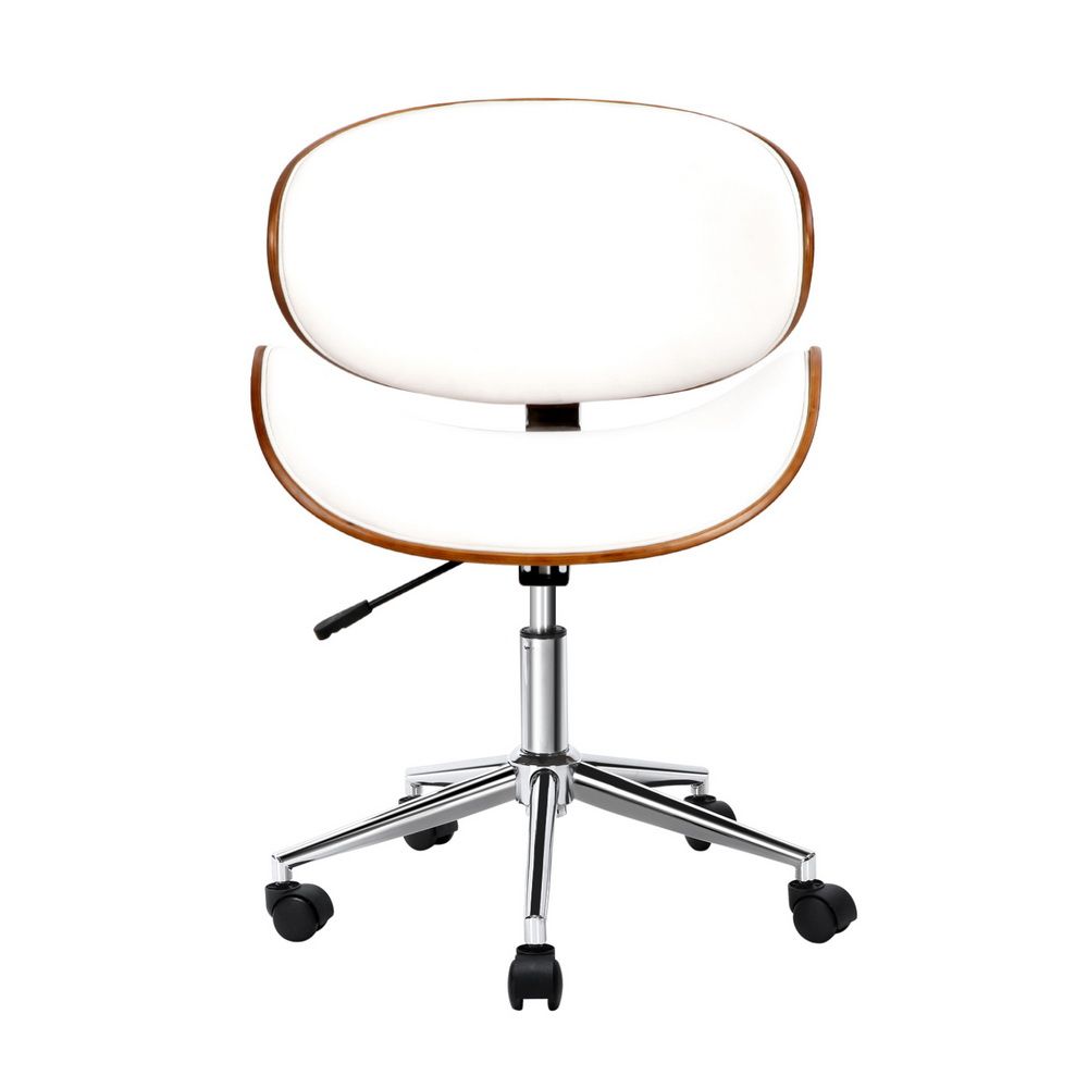Artiss Wooden Office Chair Leather Seat White Bedworld
