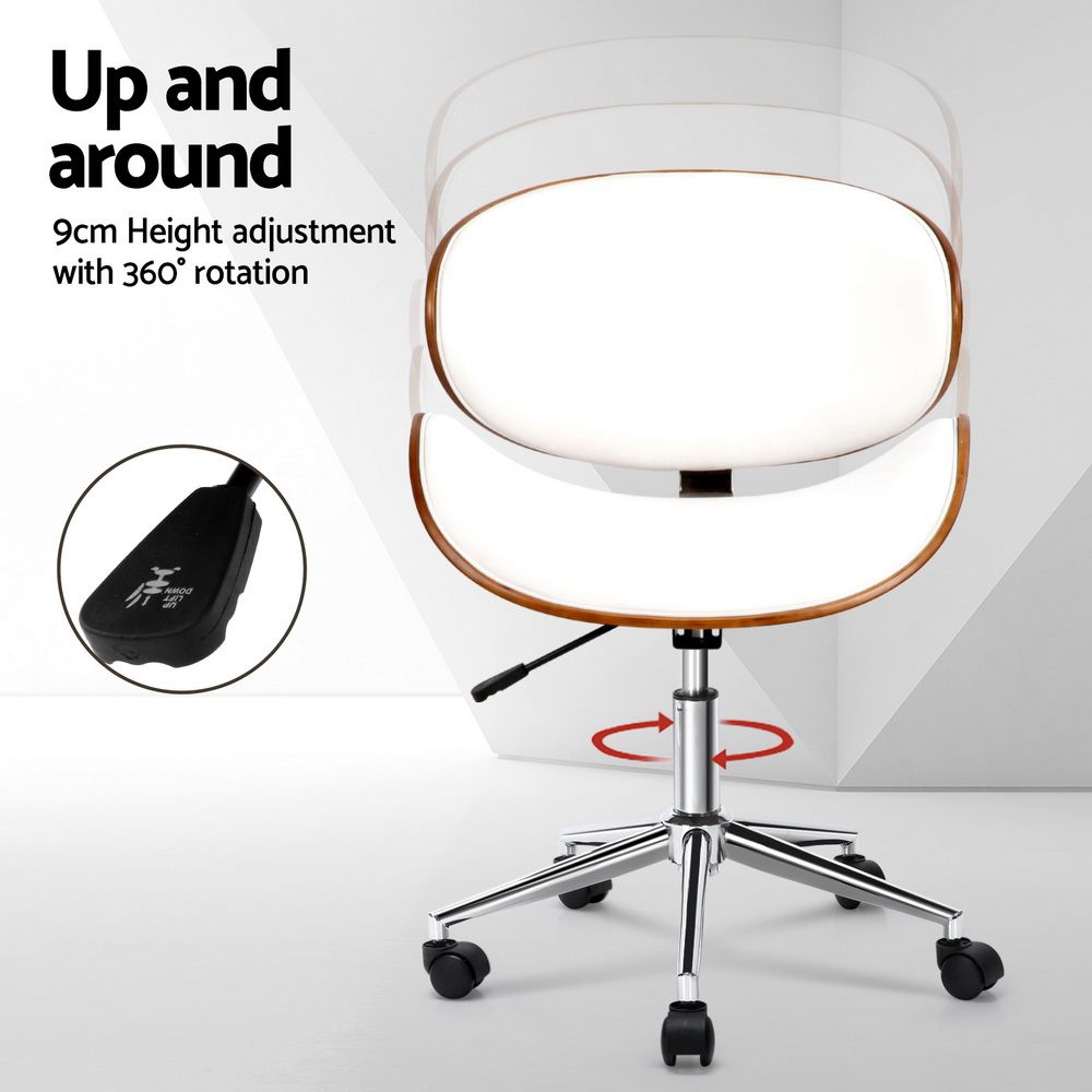 Artiss Wooden Office Chair Leather Seat White Bedworld