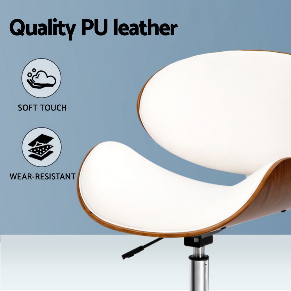 Artiss Wooden Office Chair Leather Seat White Bedworld