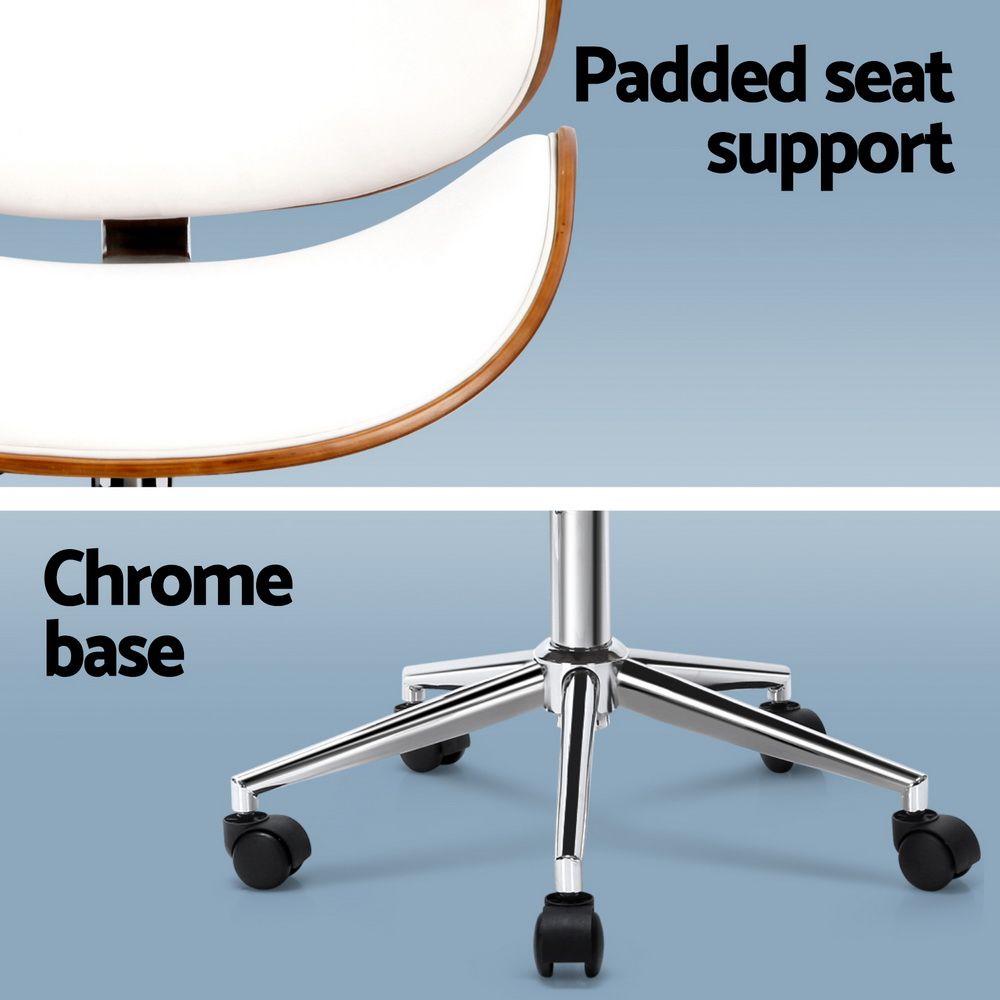 Artiss Wooden Office Chair Leather Seat White Bedworld