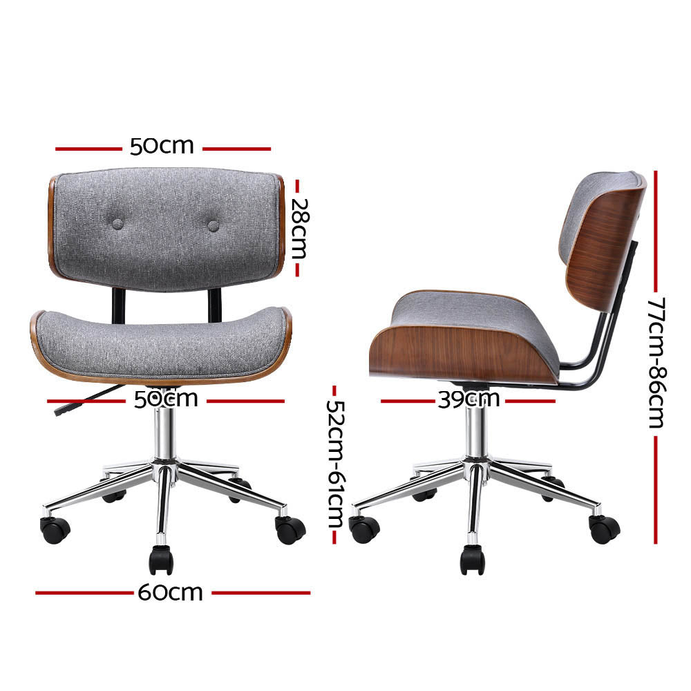 Grey Fabric Seat Wooden Office Chair by Artiss