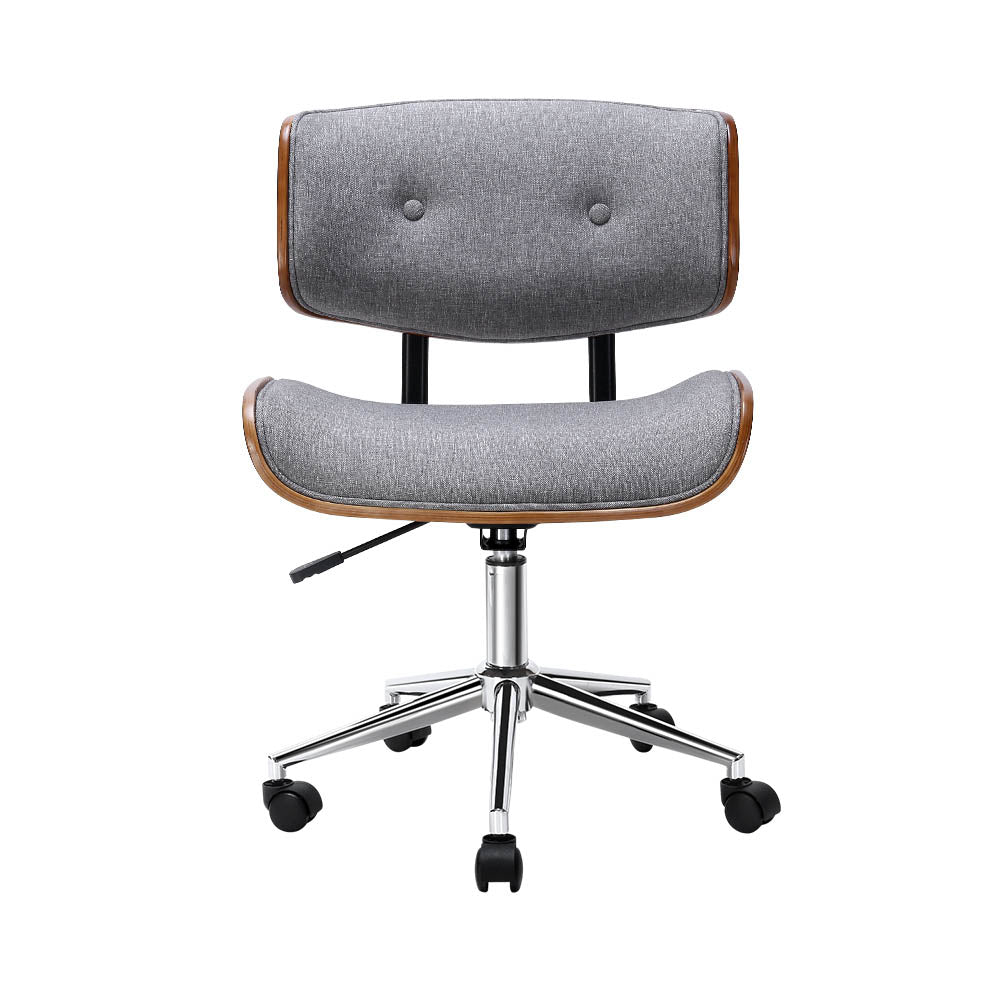 Grey Fabric Seat Wooden Office Chair by Artiss