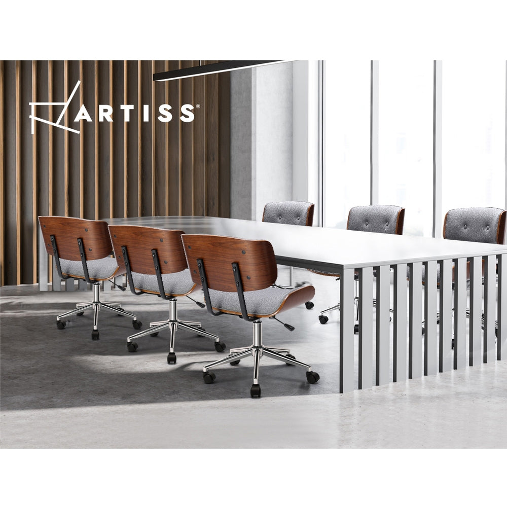 Grey Fabric Seat Wooden Office Chair by Artiss