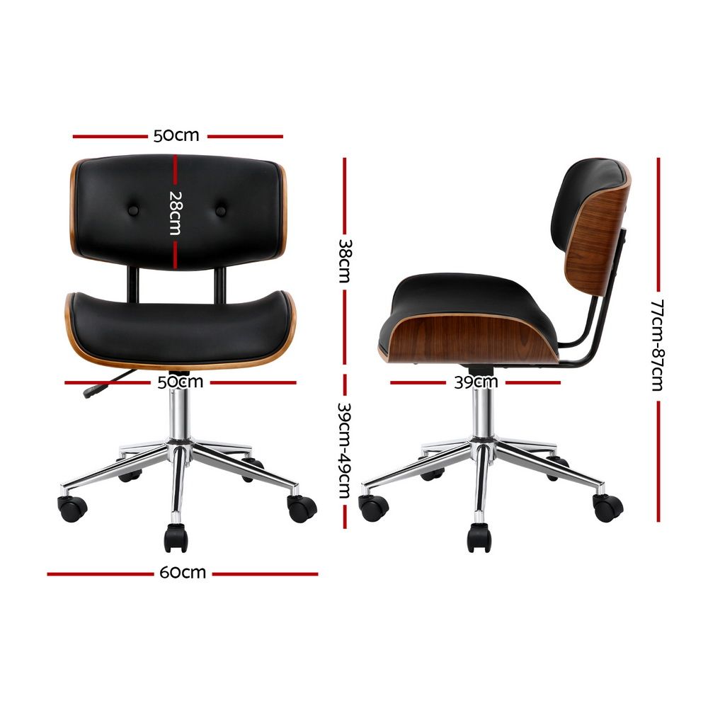 Artiss Wooden Office Chair PU Seat Black Brown Bedworld