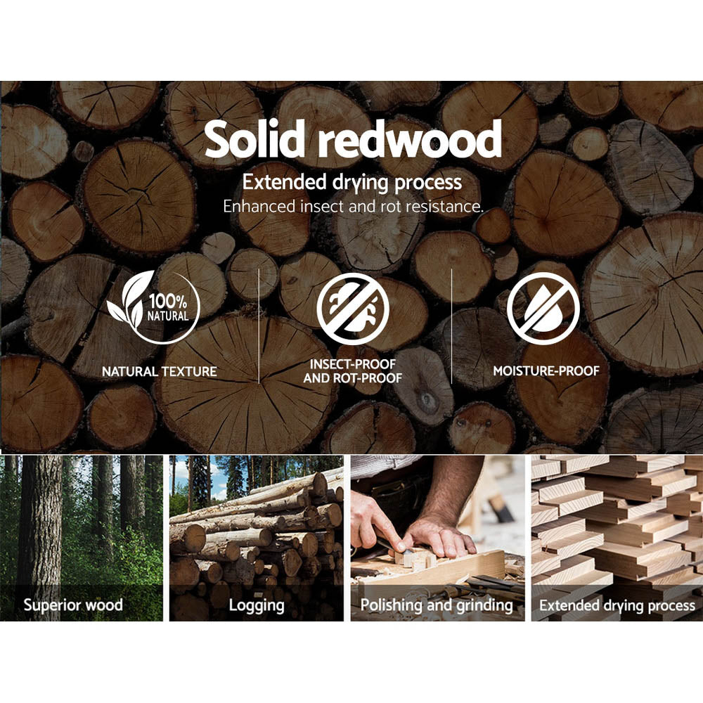 Artiss Wooden Office Chair - Black Leather Seat