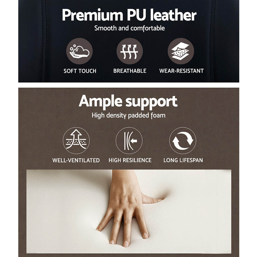 Artiss Wooden Office Chair - Black Leather Seat