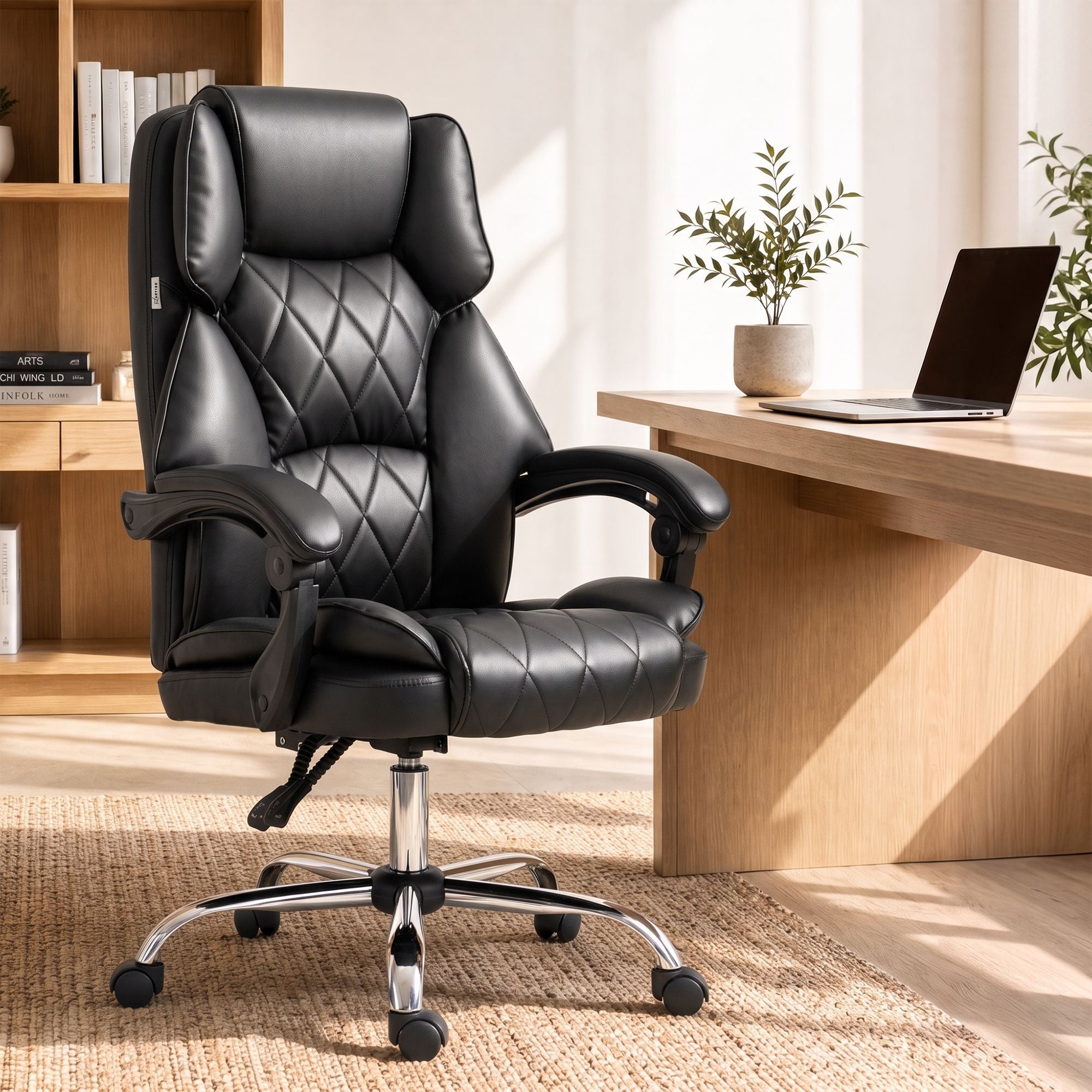 Artiss Executive Office Chair Leather Recliner Black Bedworld