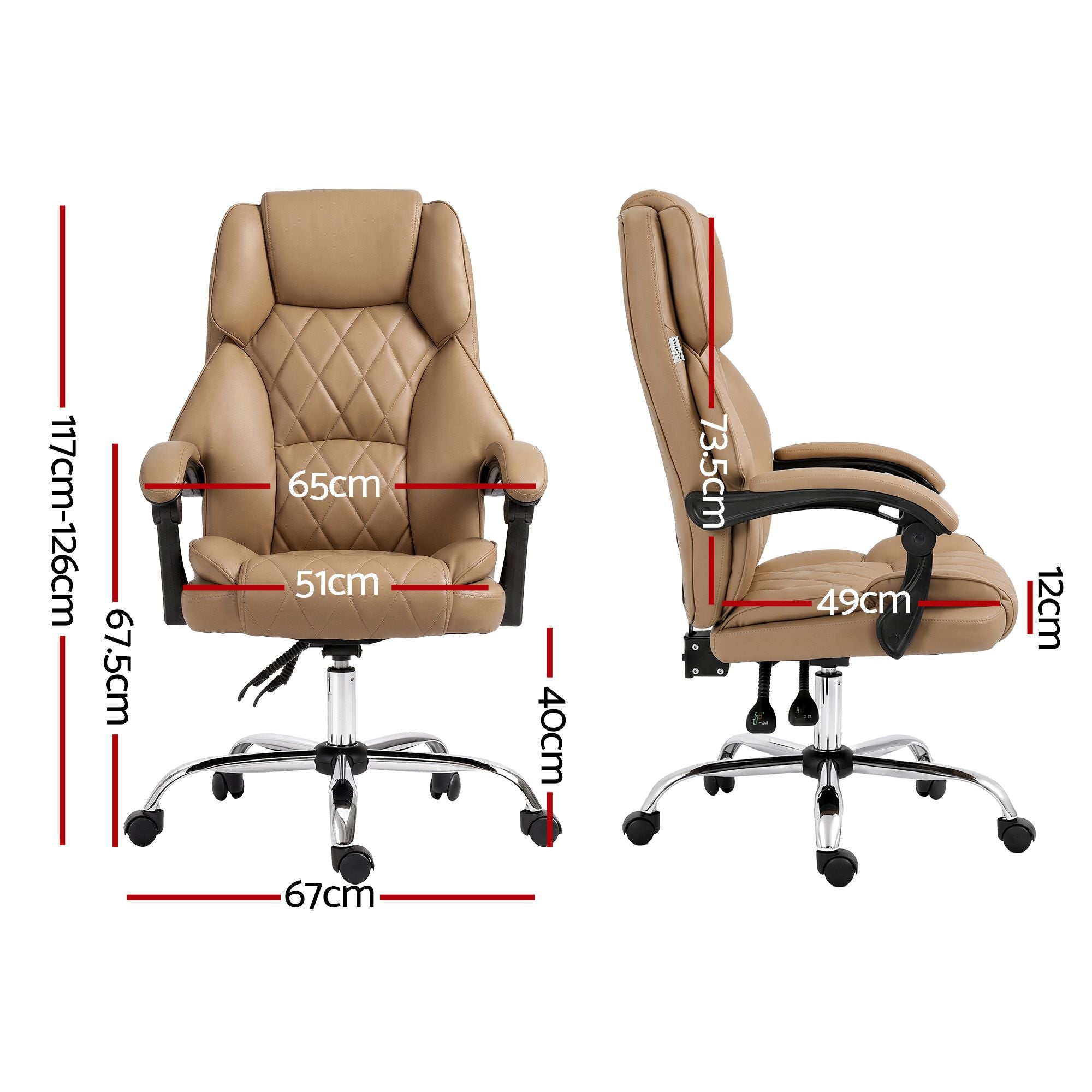 Artiss Executive Office Chair Leather Recliner Espresso Bedworld