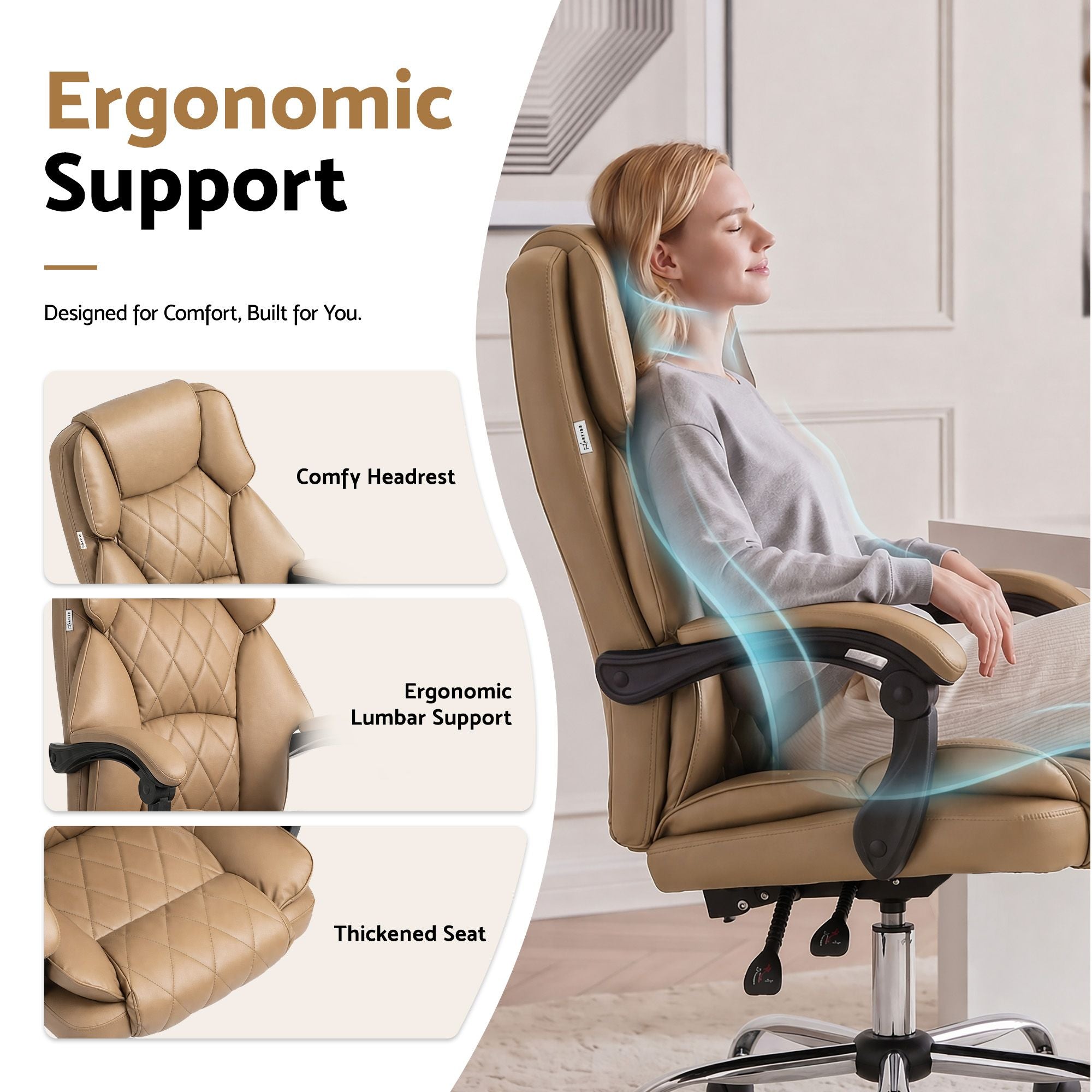 Artiss Executive Office Chair Leather Recliner Espresso Bedworld