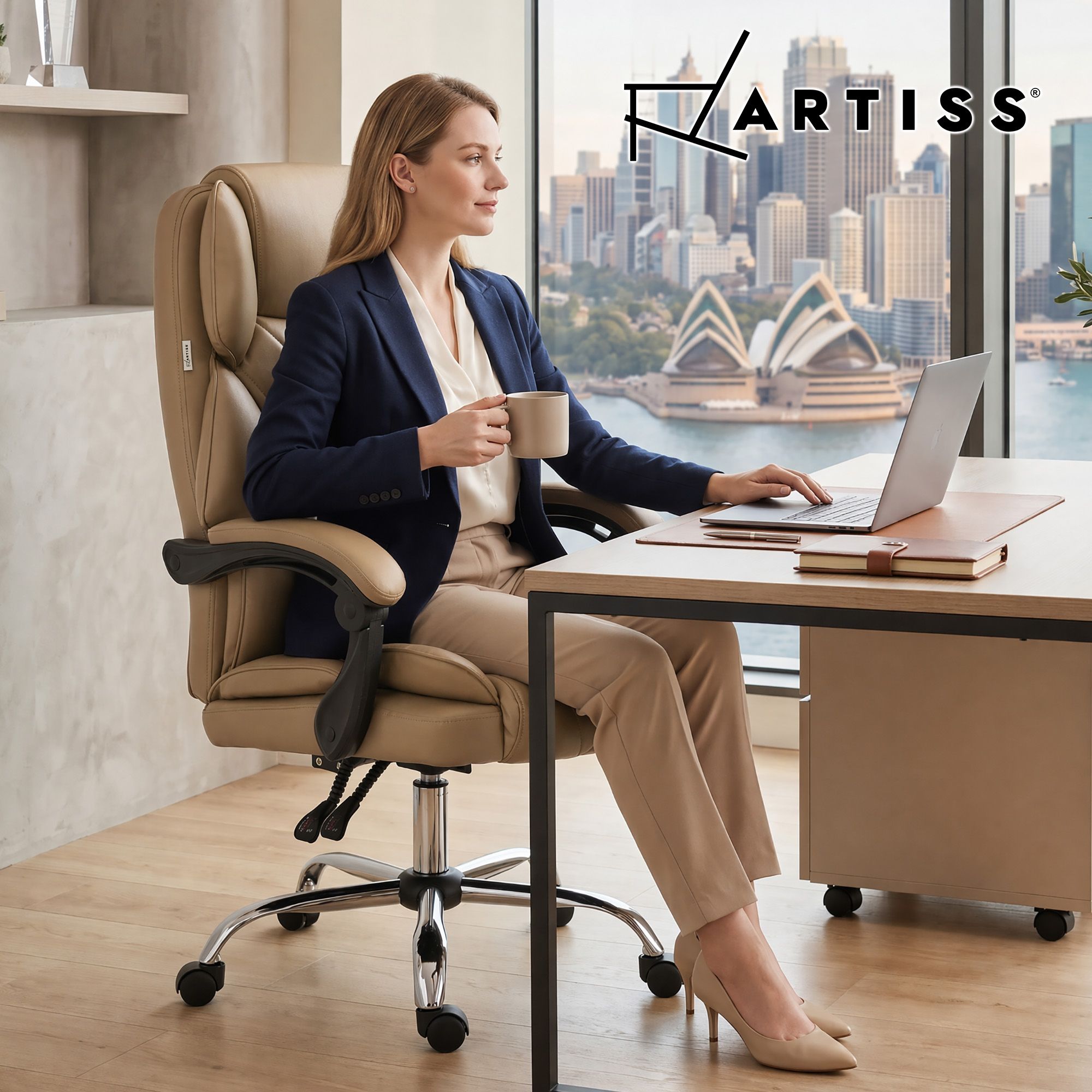 Artiss Executive Office Chair Leather Recliner Espresso Bedworld