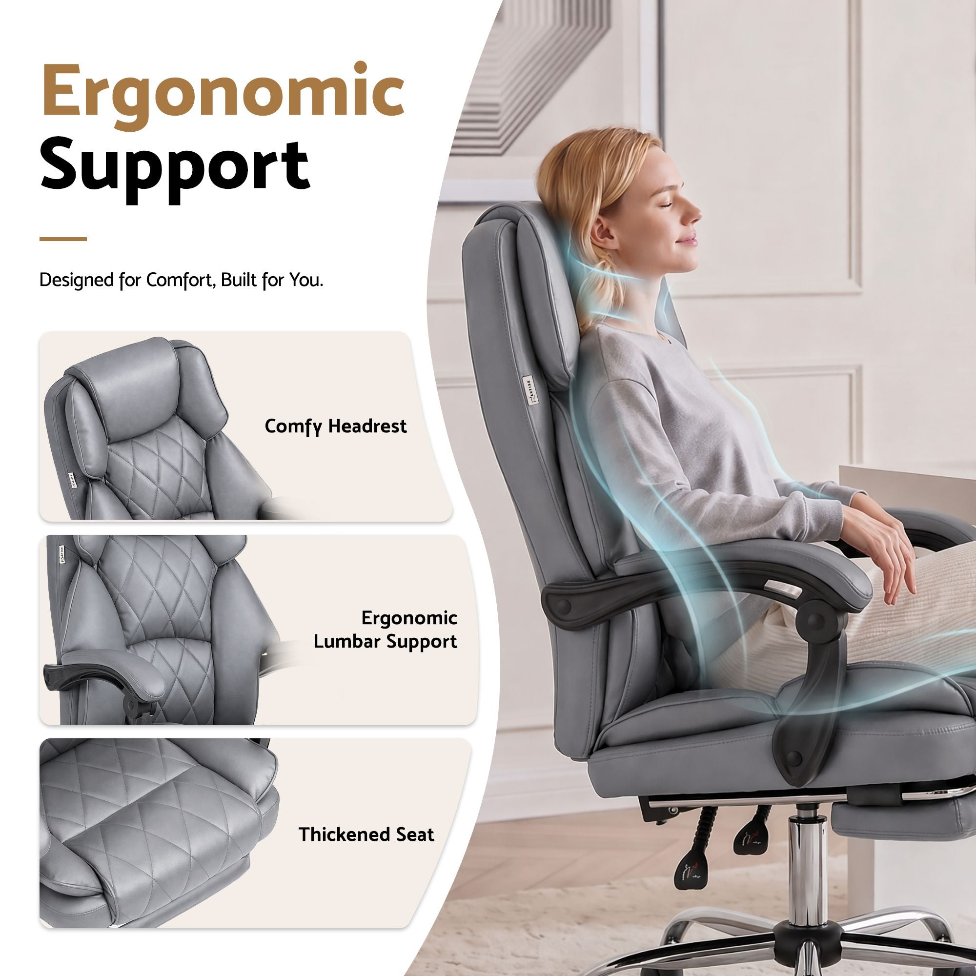 Artiss Executive Office Chair Footrest Grey Bedworld