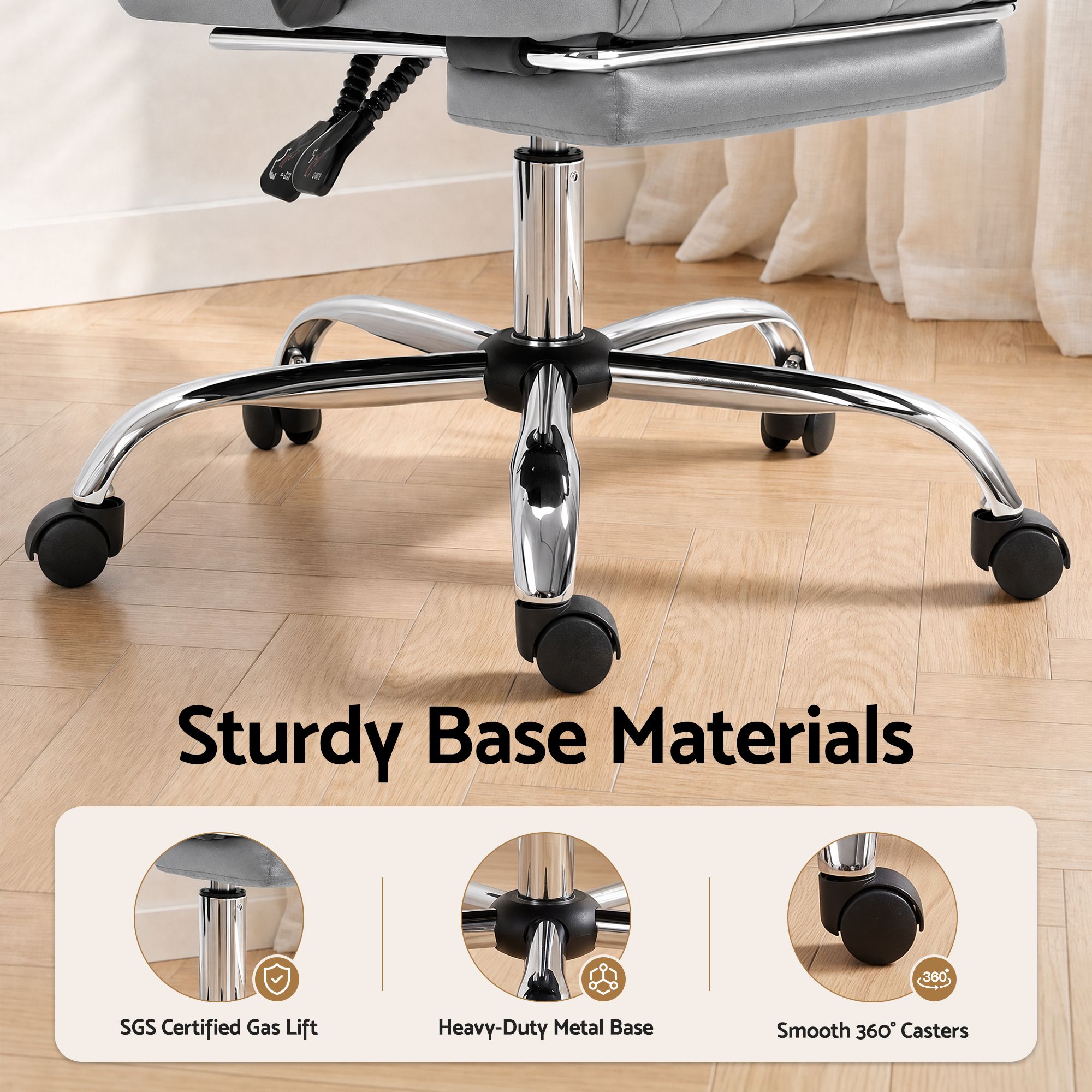 Artiss Executive Office Chair Footrest Grey Bedworld