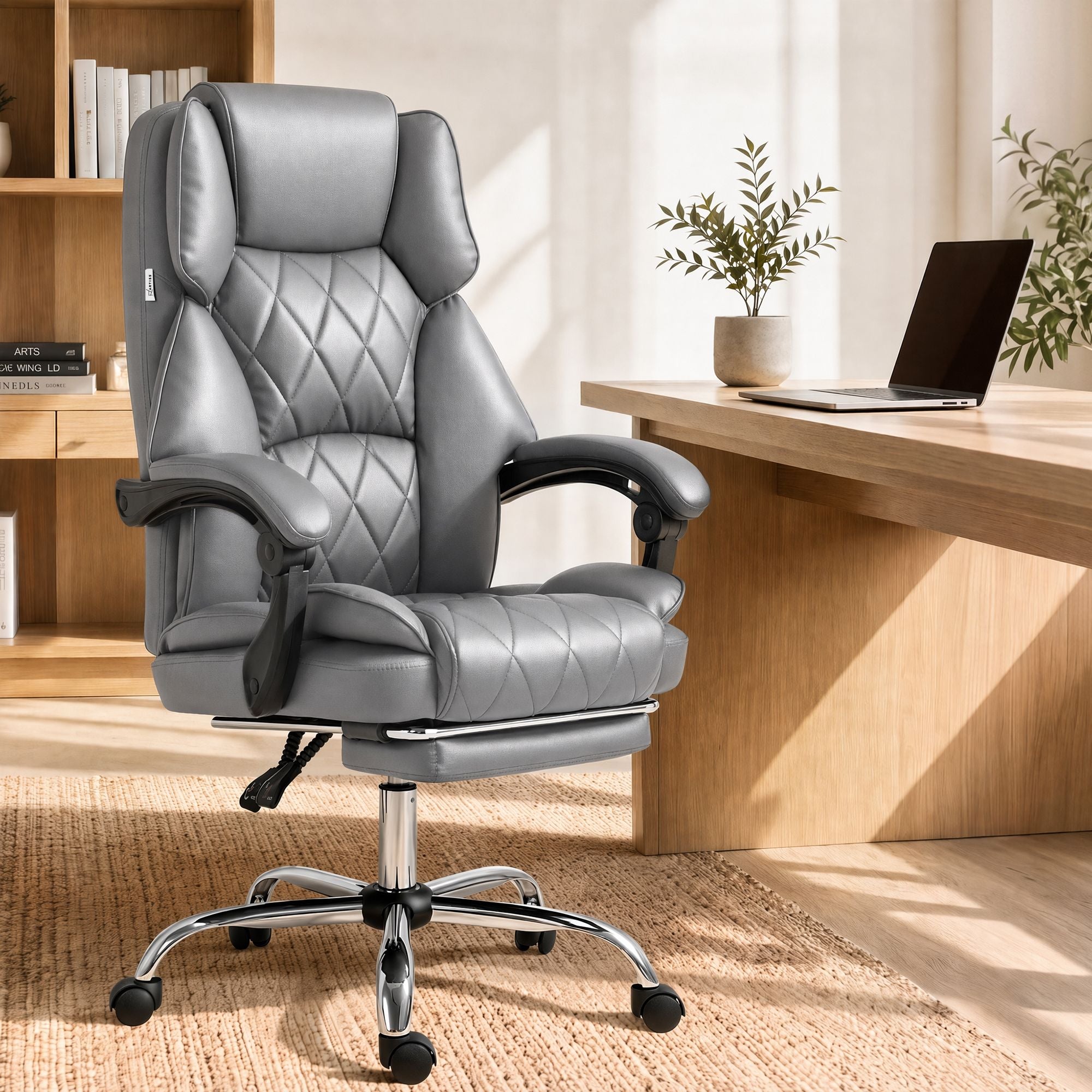 Artiss Executive Office Chair Footrest Grey Bedworld