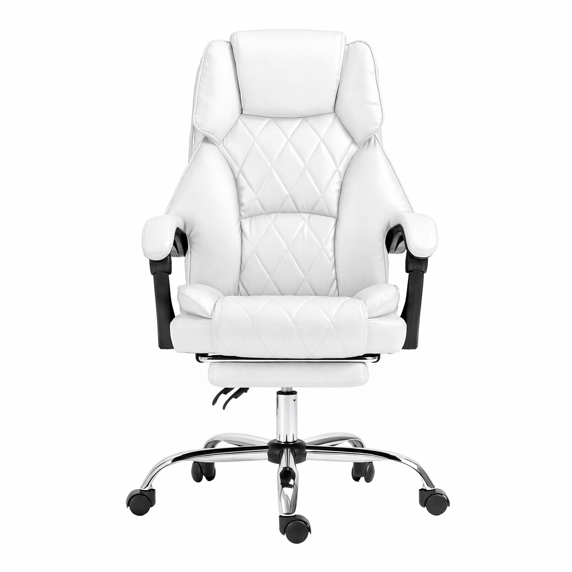Artiss Executive Office Chair Leather Footrest White Bedworld