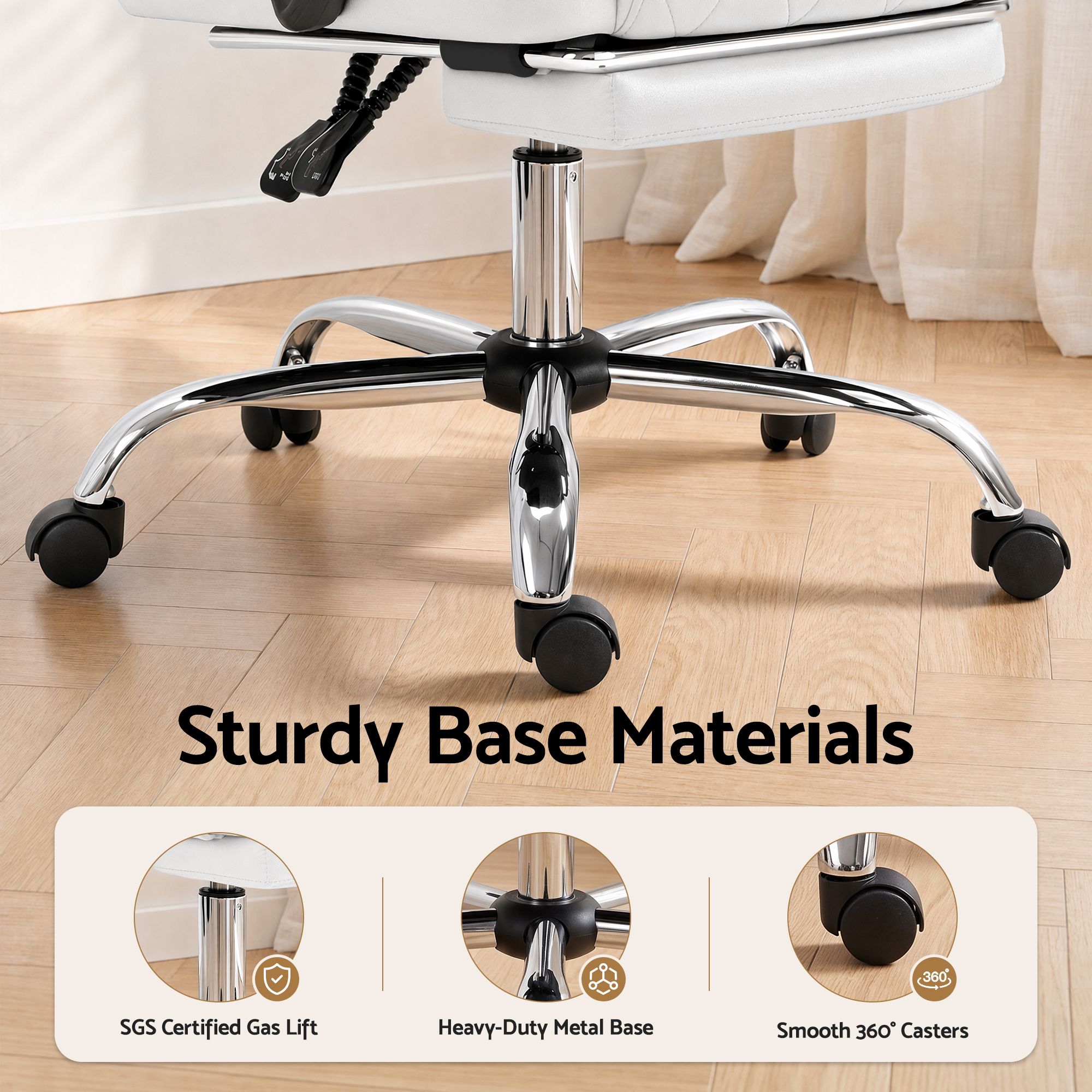 Artiss Executive Office Chair Leather Footrest White Bedworld