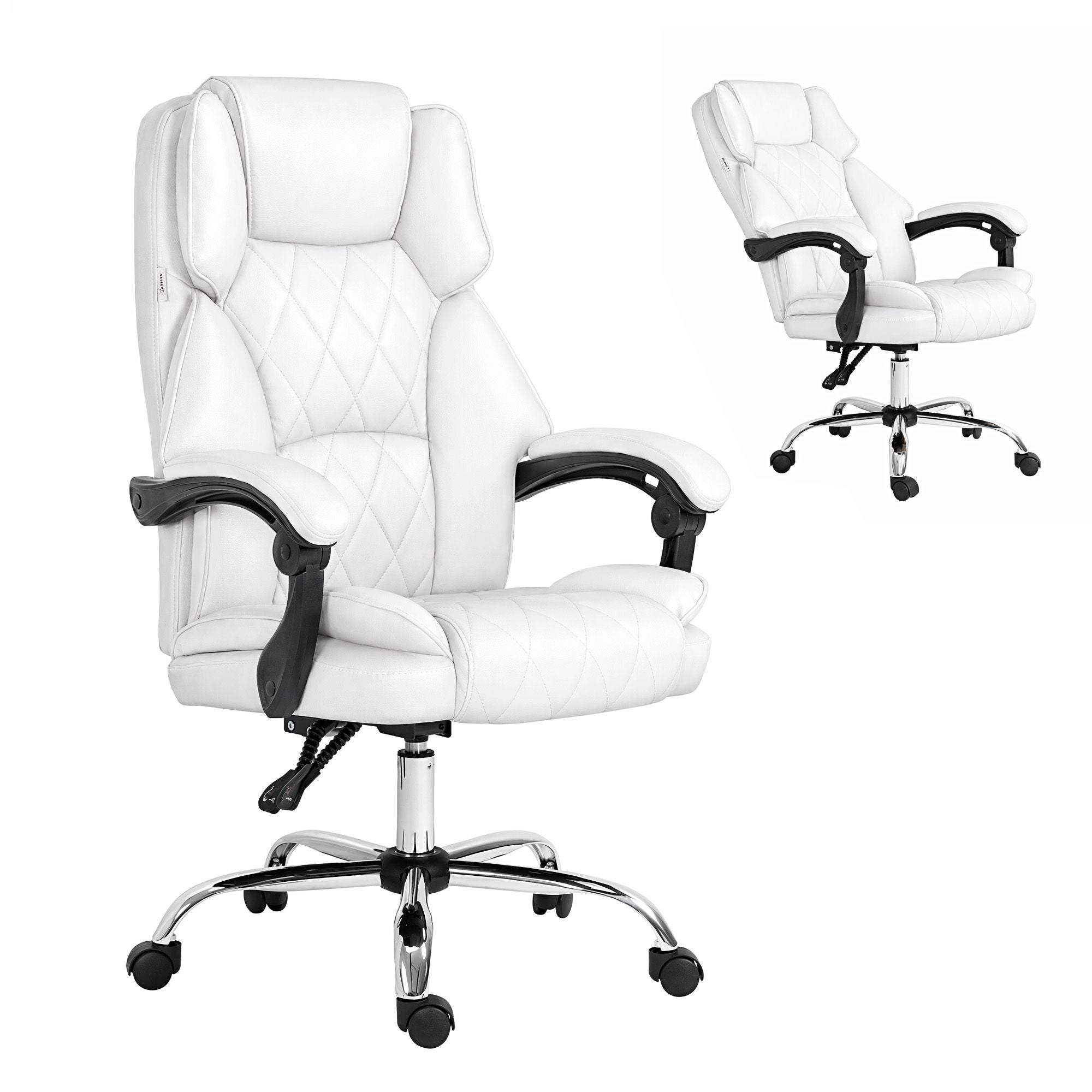 Artiss Executive Office Chair Leather Recliner White Bedworld