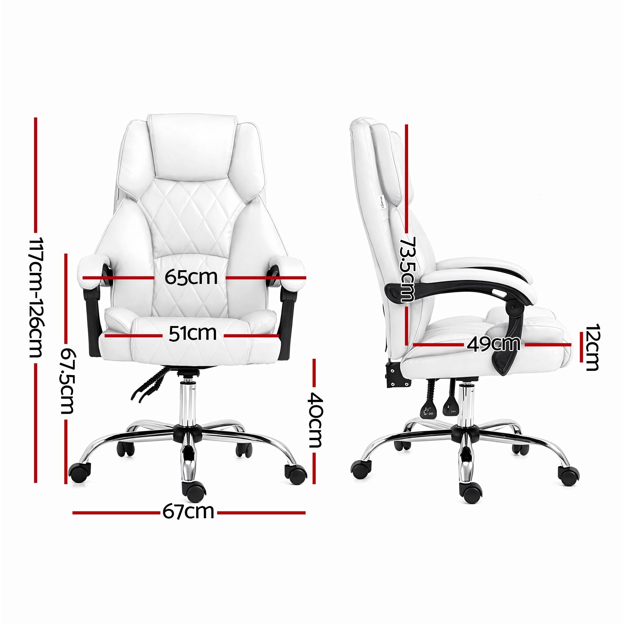 Artiss Executive Office Chair Leather Recliner White Bedworld