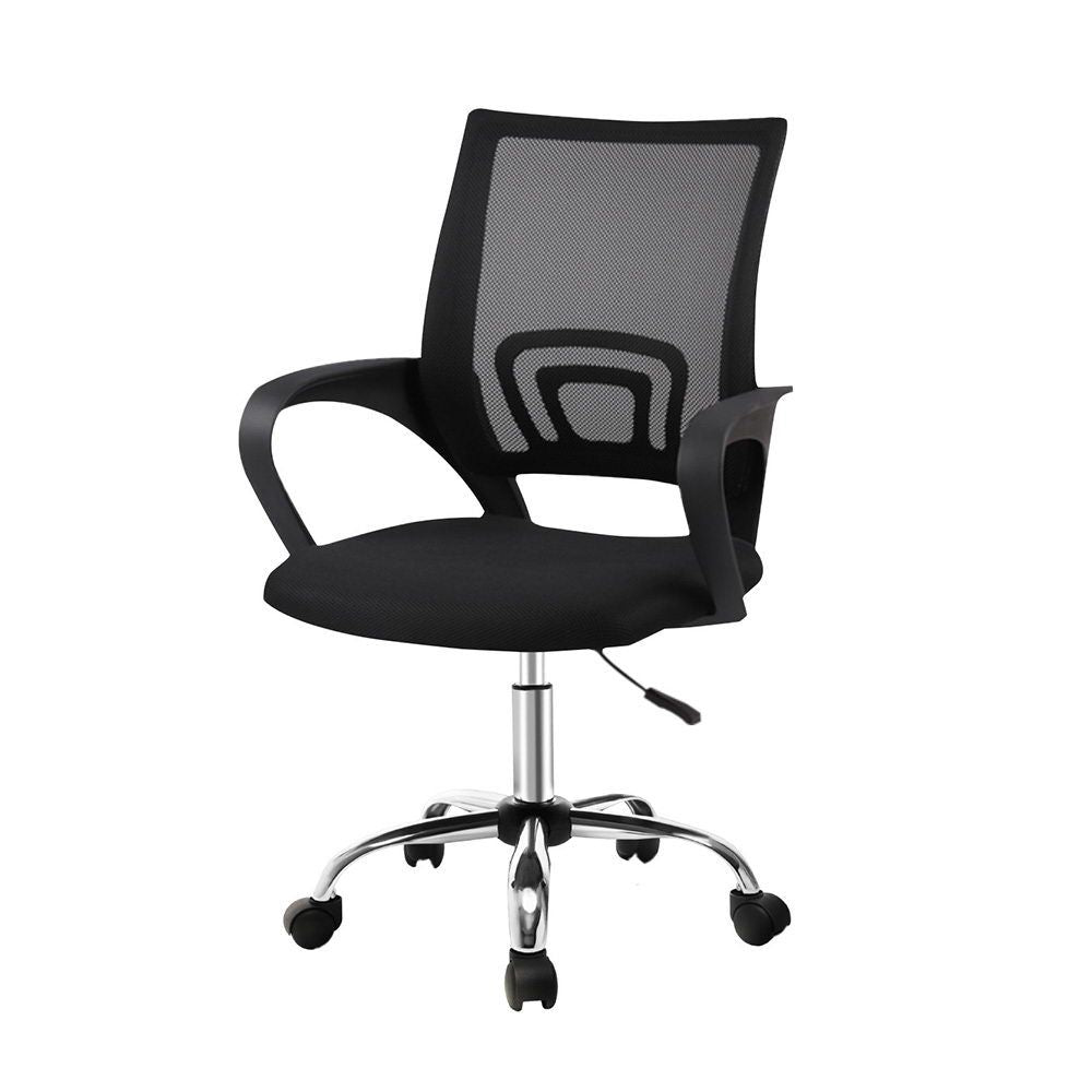 Artiss Mesh Office Chair Mid Back Black Bedworld