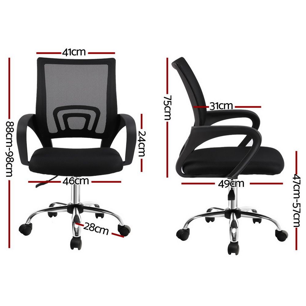 Artiss Mesh Office Chair Mid Back Black Bedworld