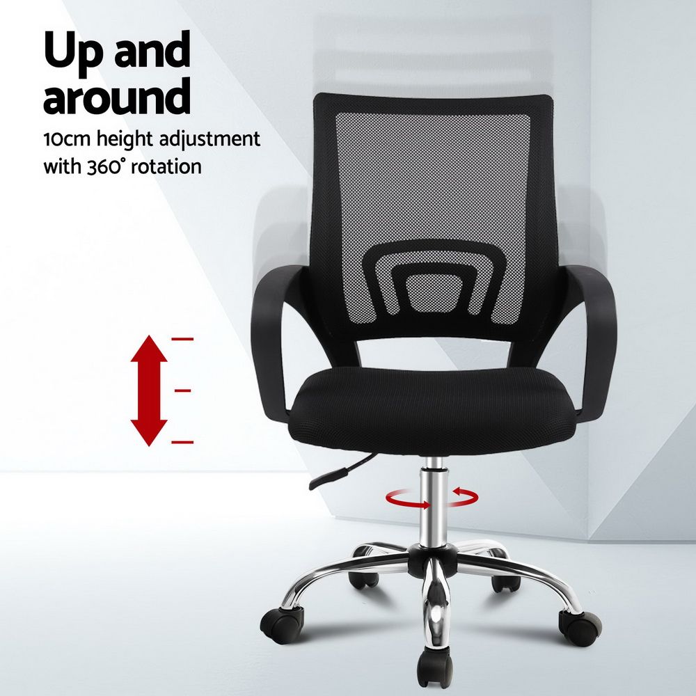Artiss Mesh Office Chair Mid Back Black Bedworld