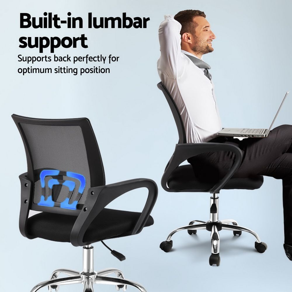 Artiss Mesh Office Chair Mid Back Black Bedworld