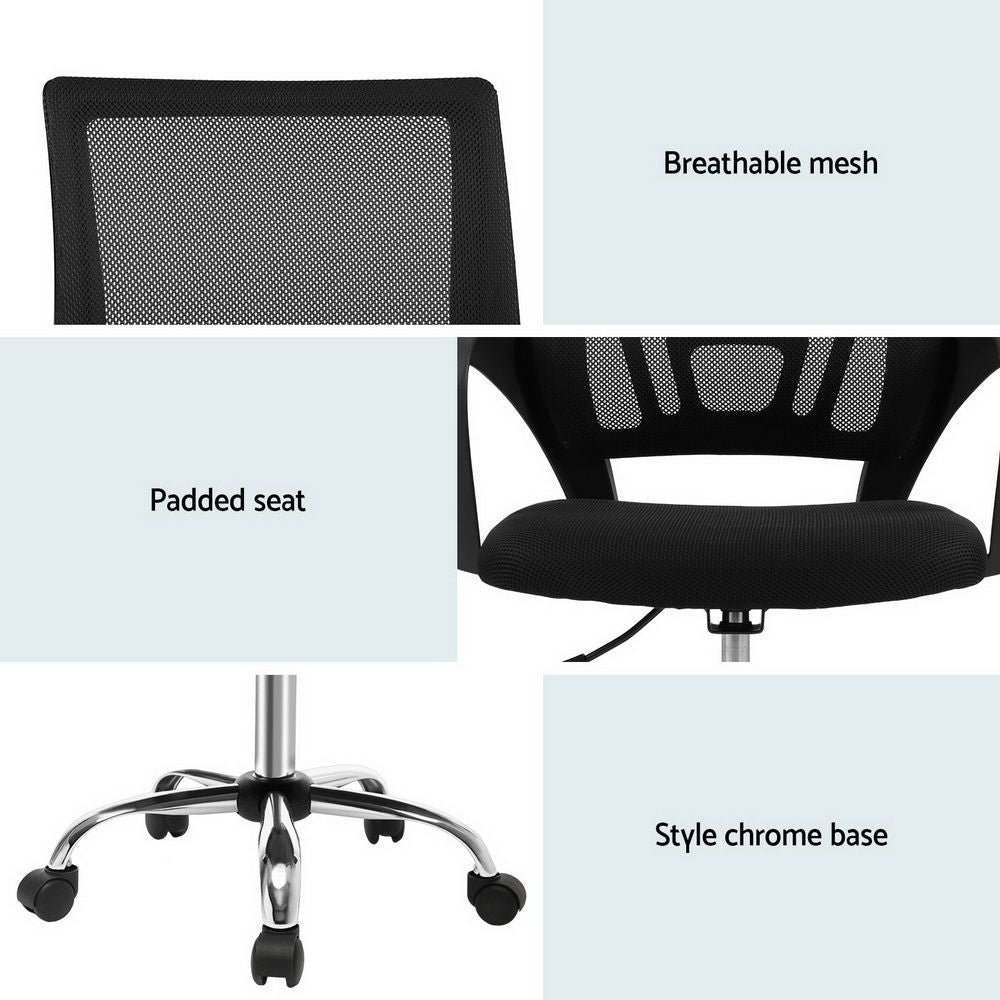 Artiss Mesh Office Chair Mid Back Black Bedworld
