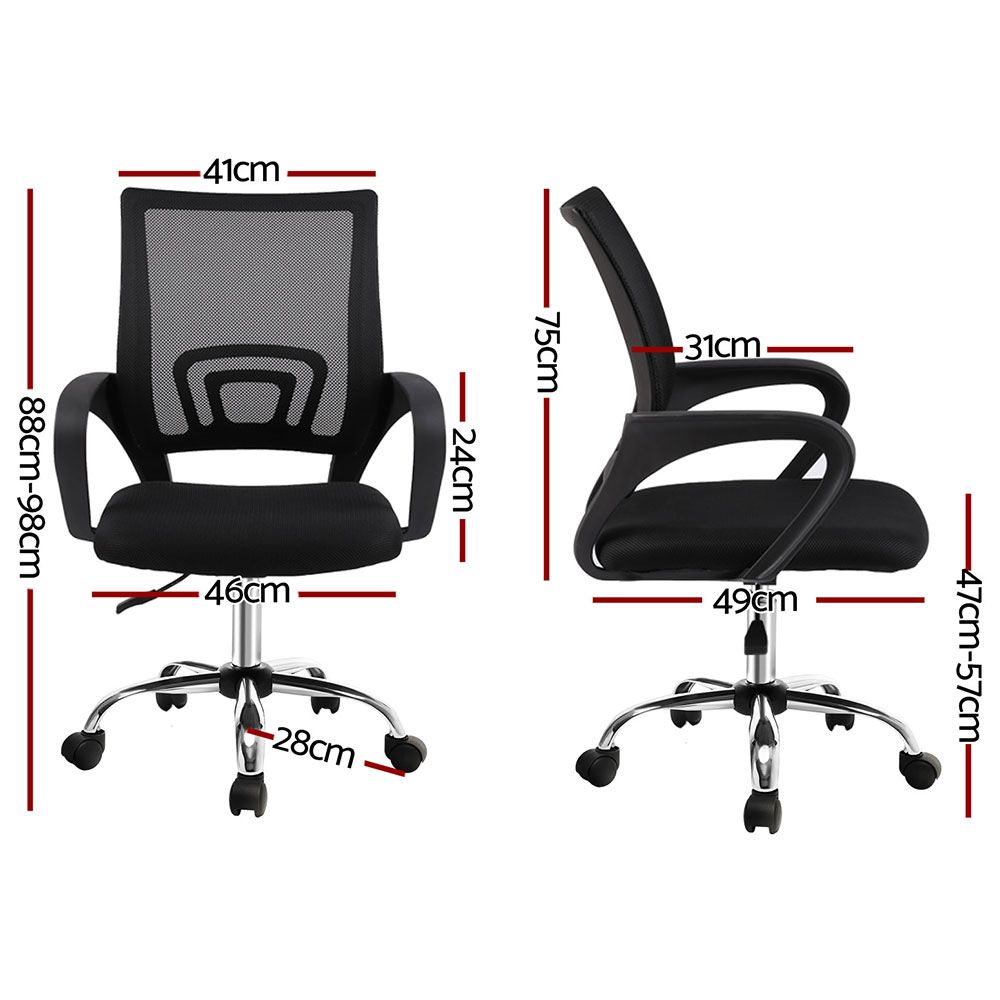 Artiss 2x Mesh Office Chair Mid Back Black Bedworld