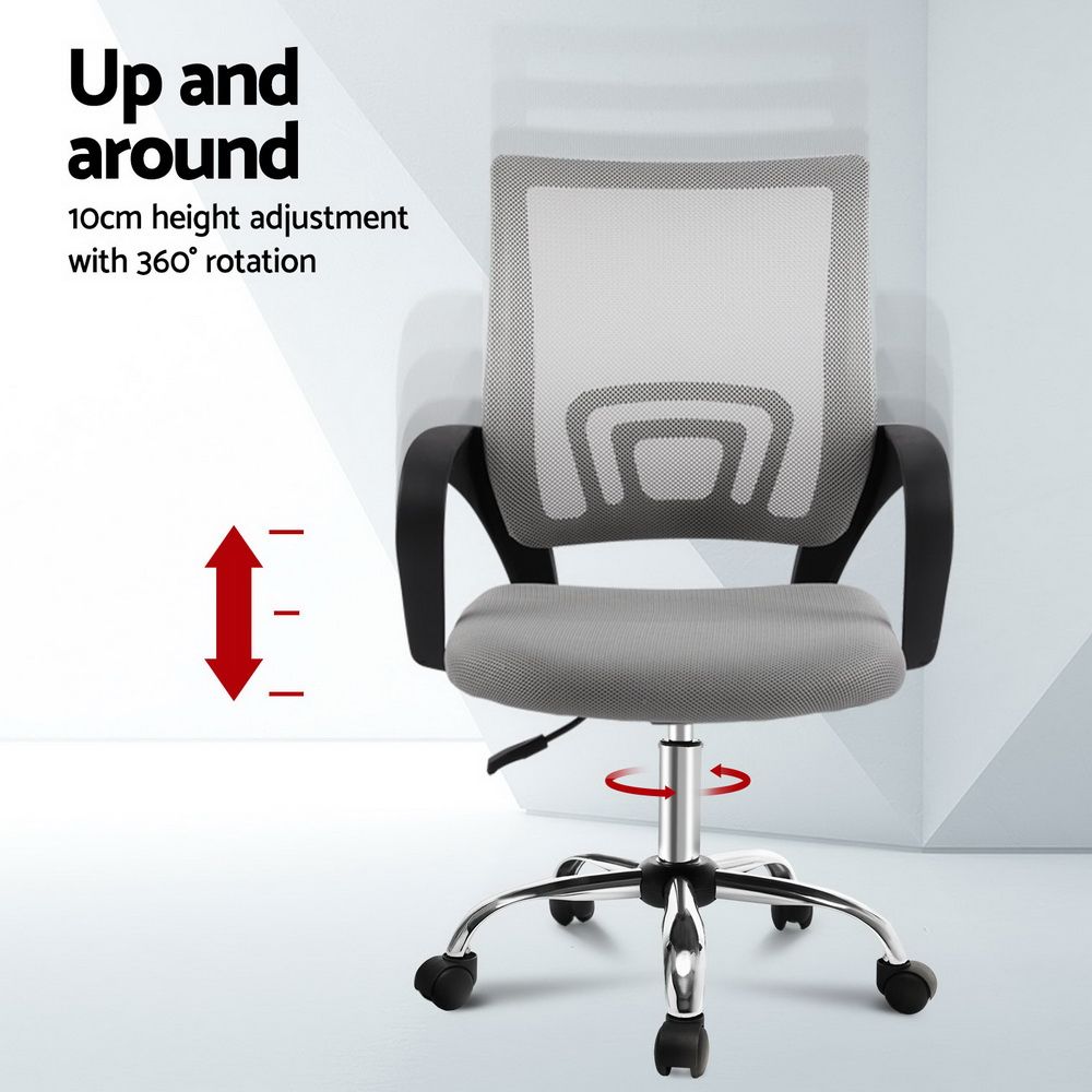 Artiss Mesh Office Chair Mid Back Grey Bedworld