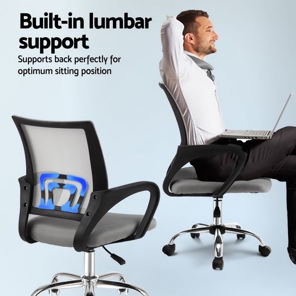 Artiss Mesh Office Chair Mid Back Grey Bedworld