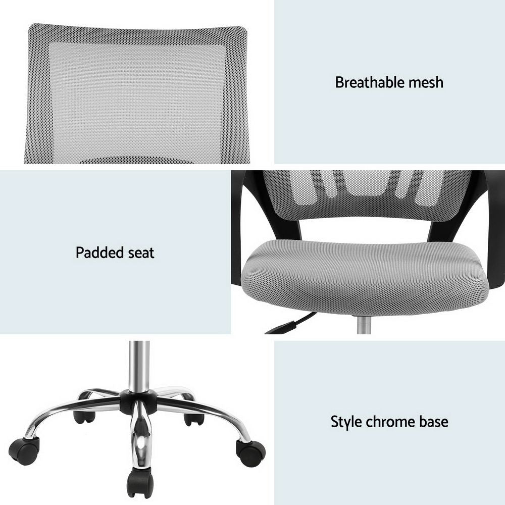 Artiss Mesh Office Chair Mid Back Grey Bedworld