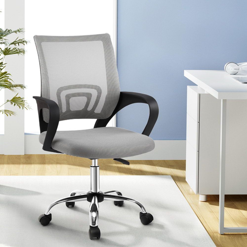 Artiss Mesh Office Chair Mid Back Grey Bedworld