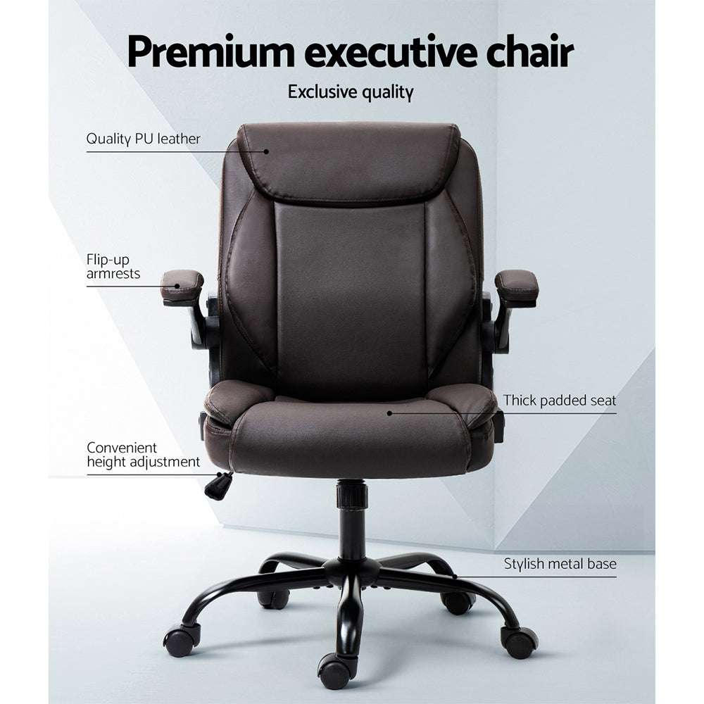 Artiss Executive Office Chair Mid Back Brwon