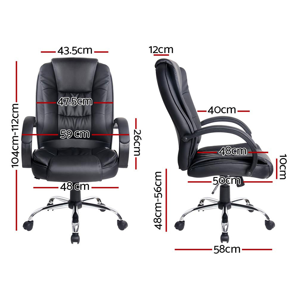 Artiss Executive Office Chair - Leather, Black