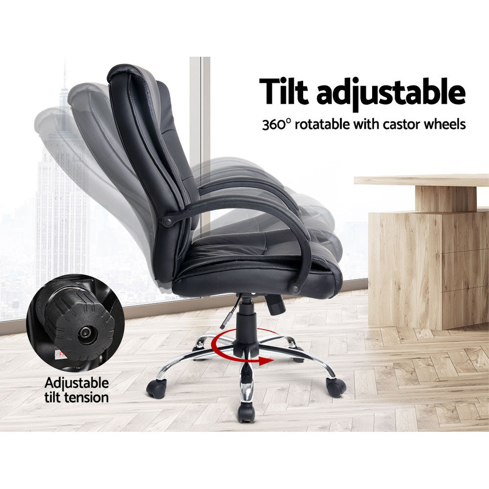 Artiss Executive Office Chair - Leather, Black