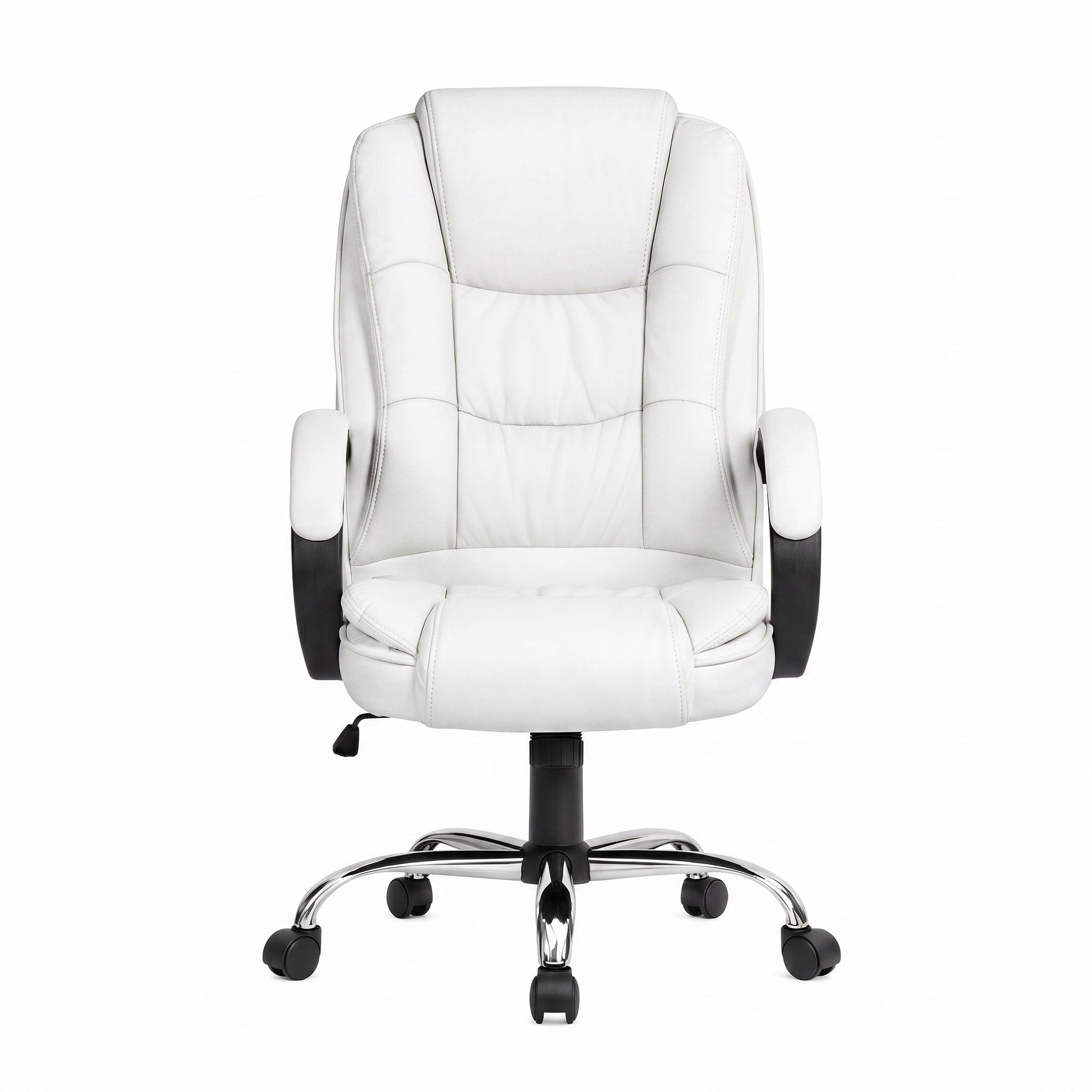 Artiss Executive Office Chair Leather Tilt White Bedworld