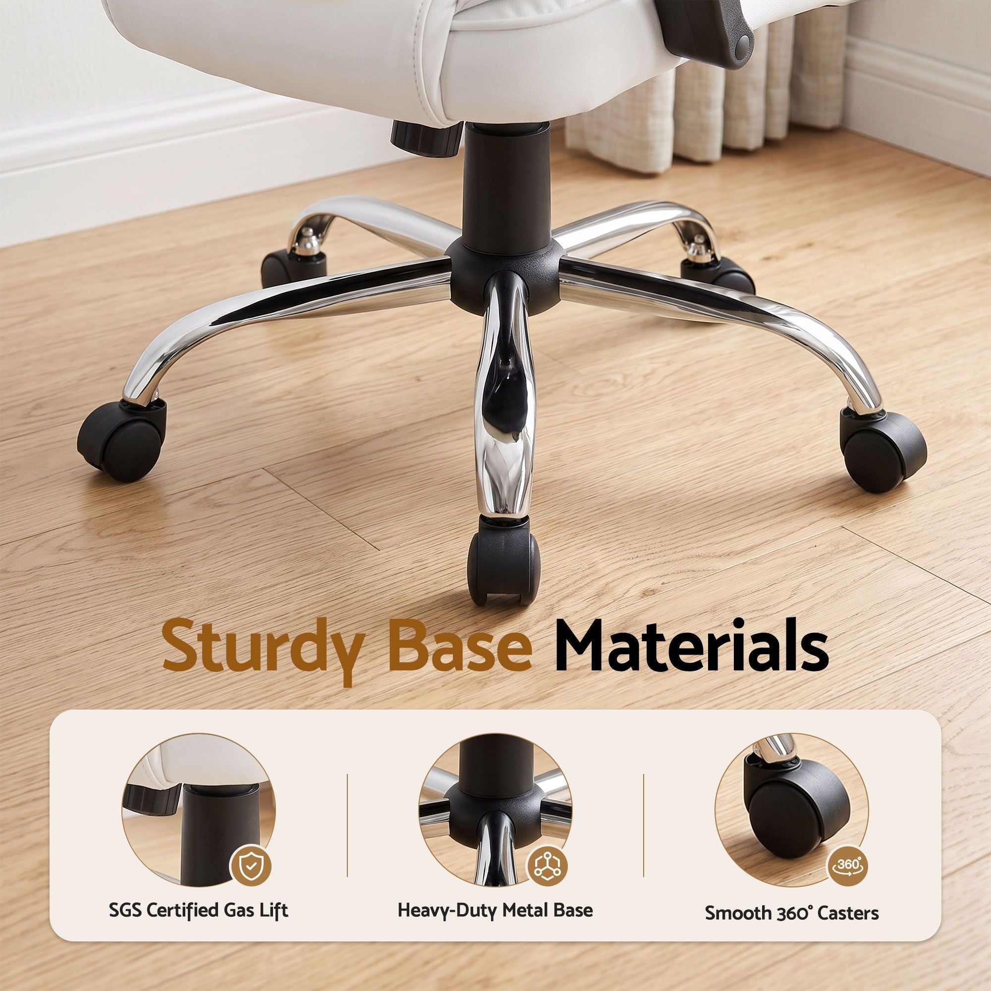 Artiss Executive Office Chair Leather Tilt White Bedworld