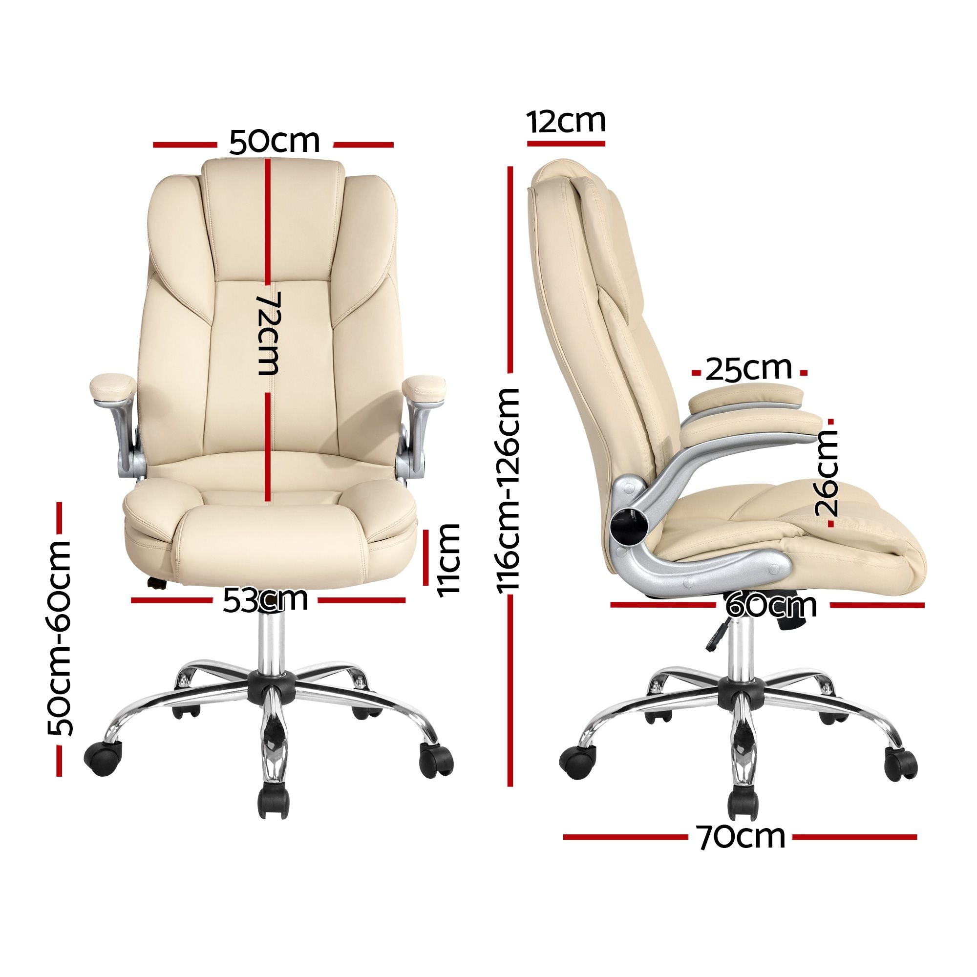 Artiss Executive Office Chair Leather Tilt Beige Bedworld