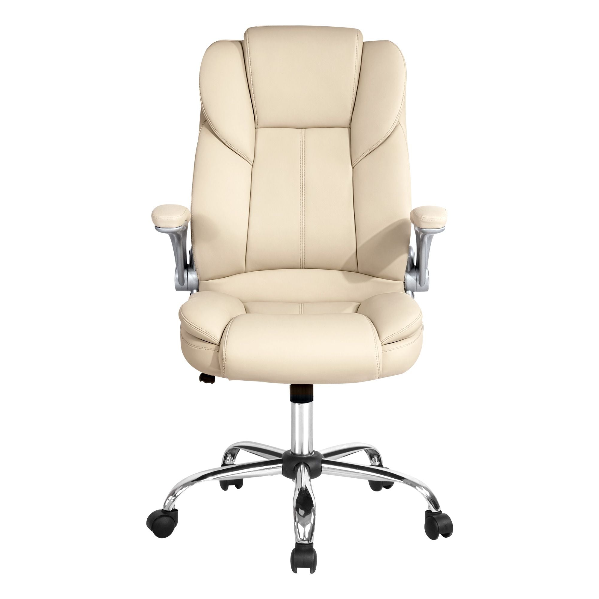 Artiss Executive Office Chair Leather Tilt Beige Bedworld